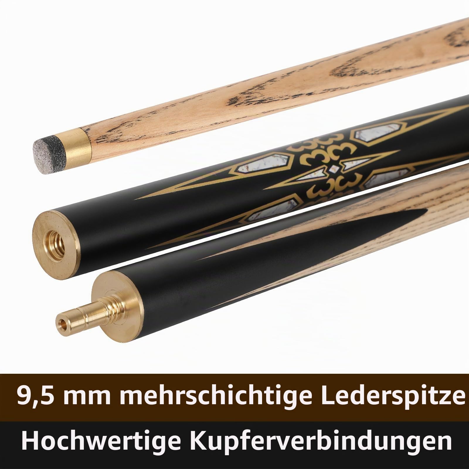 144,8 cm handgefertigter Snooker-Queuestab mit Verlängerung, langlebige Eschenholz-Konstruktion, professioneller 510 g Pool-Queue, ideal für Snooker und Billard