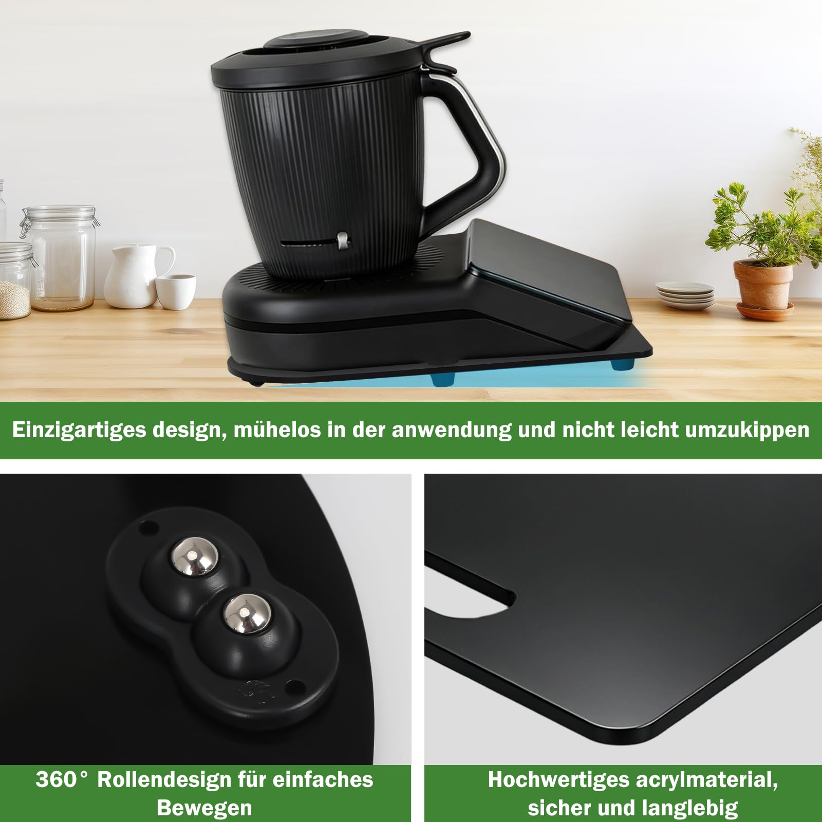 Deska ślizgowa do Thermomix TM7, deska do deski ślizgowej TM7 z płynnie poruszającymi się kółkami 360°, łatwa do przenoszenia, deska ślizgowa TM7, trwała i łatwa do czyszczenia, praktyczna do