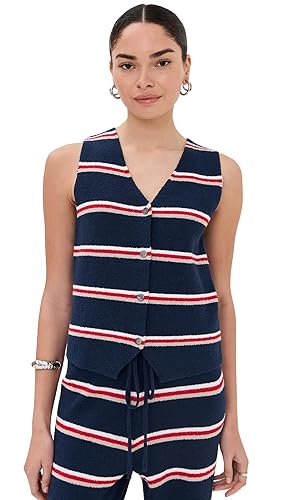 LE BOP Women's Striped Vest - Medium - Dark Denim Stripe