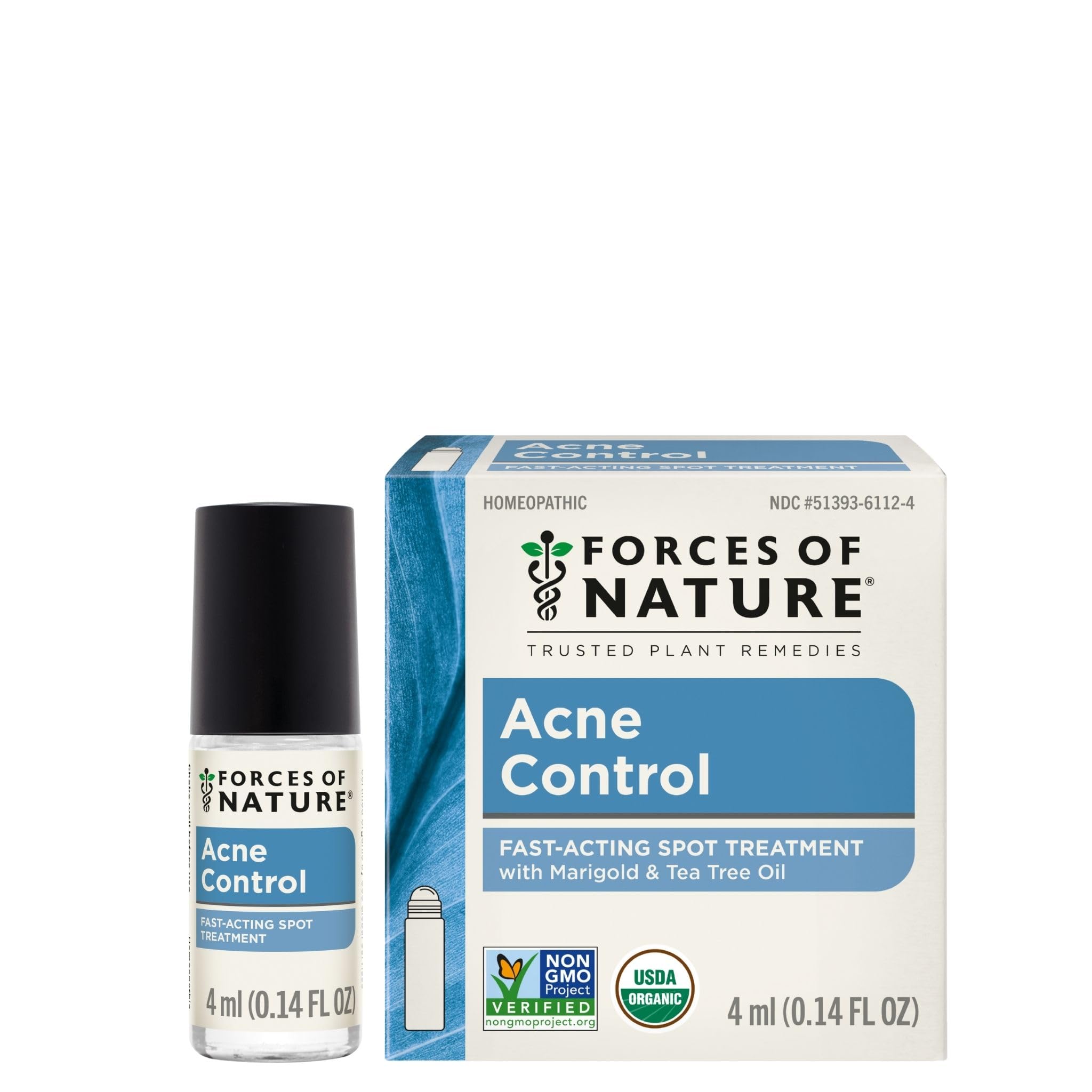 Forces of Nature Natural, Organic Acne Skin Care Treatment, Non GMO, No Harmful Chemicals, Cruelty Free - Acne & Pimple Control, Clear & Balance Skin Tone, 0.14 Fl Oz