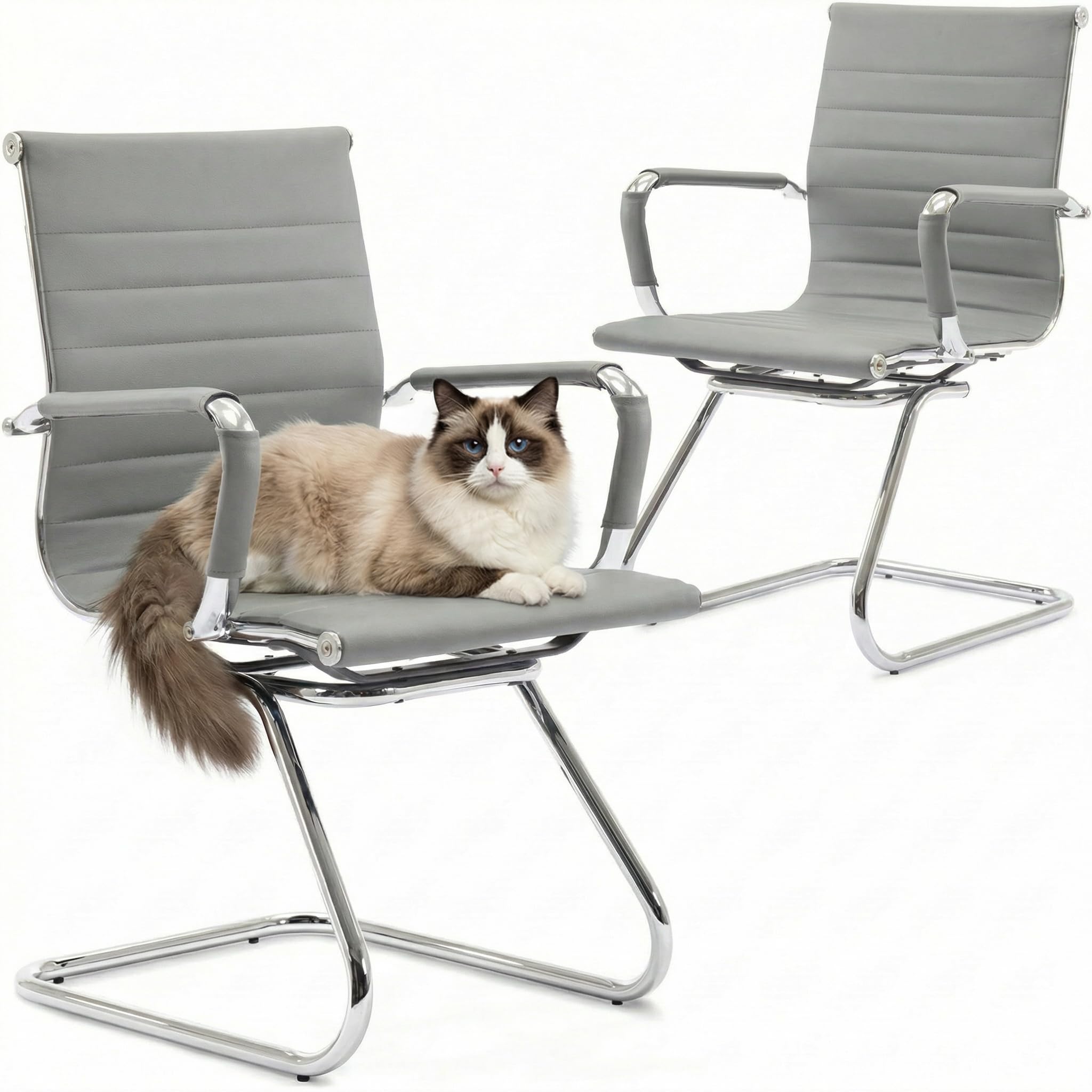 HNY 2-Pack PU Leather Office Guest Chairs