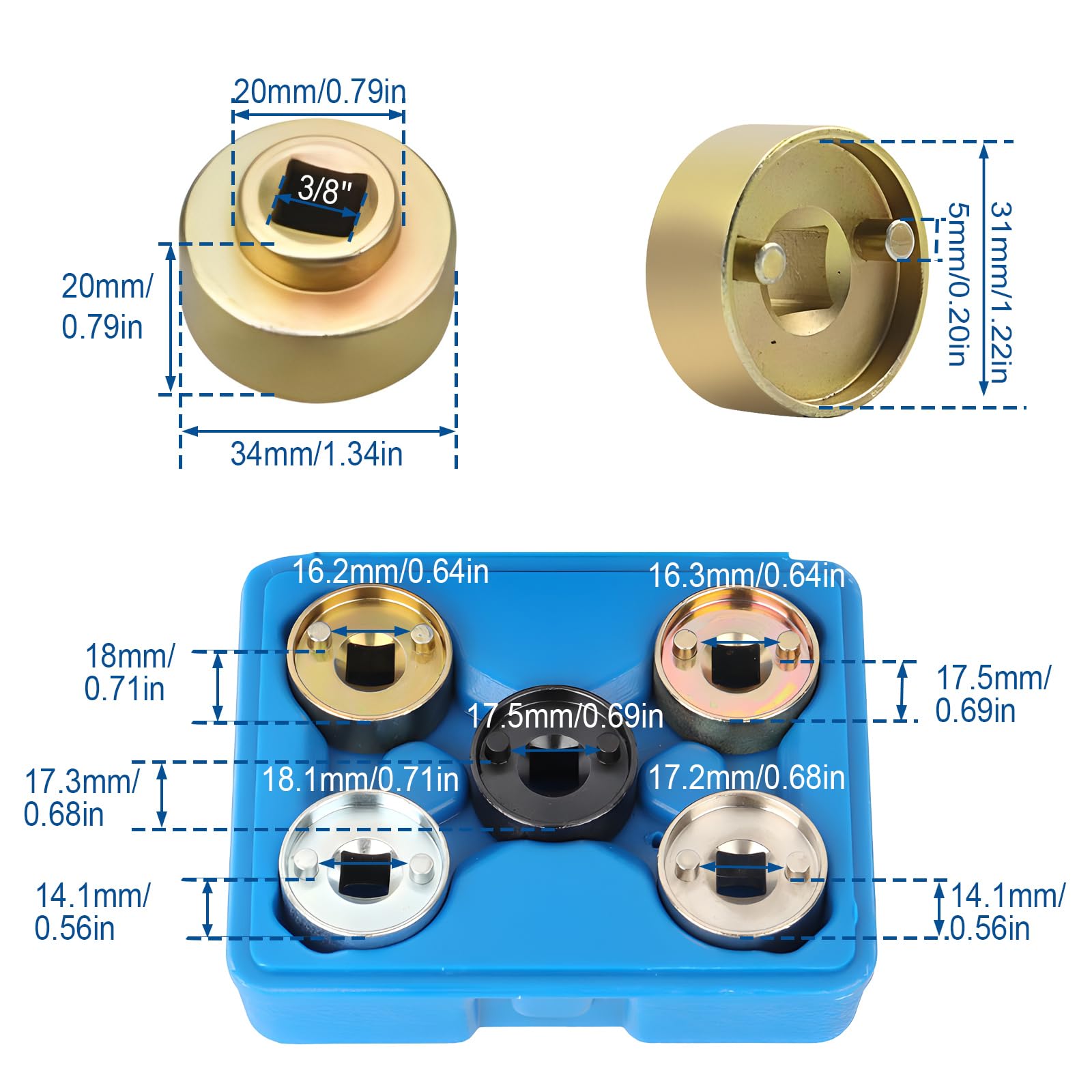SWTHM 7 Pcs/Pk Engines Camshaft Adjusting Socket Set, T10352 T40267 Camshaft Central Valve Socket Set, Timing Tools Kit Socket Camshaft Adjust Compatible with VW Au-di EA888 1.8-2.0 TFSi Chain Driven
