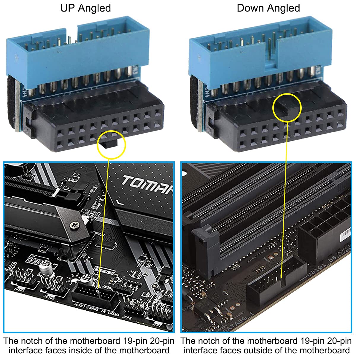 Jser Cavo adattatore da 2 porte USB 3.0 maschio ad attacco a 20 pin maschio per scheda madre