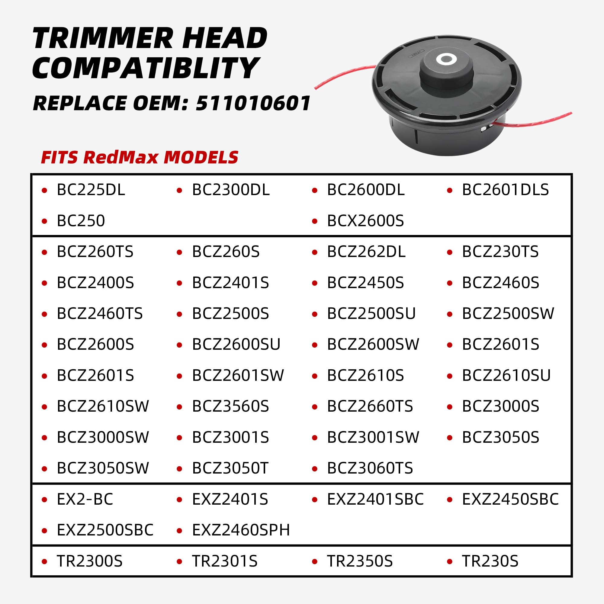 Amazon.com: ERGIT Bump Feed Trimmer Head for Red Max 511010601 and