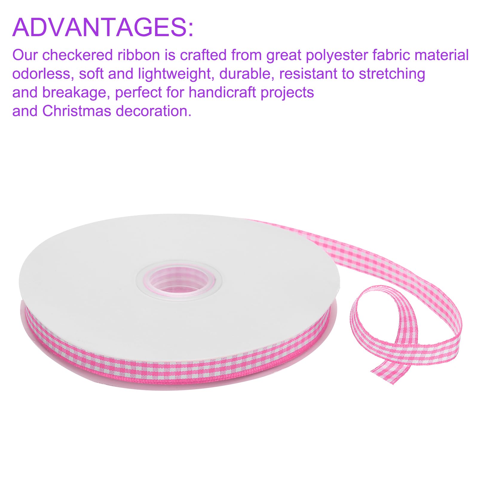 DMiotech 3/8 Inch 50 Yards Gingham Ribbon, Checkered Ribbon Plaid Ribbon for Gift Wrapping Decoration Art Craft DIY Pink - Image 4