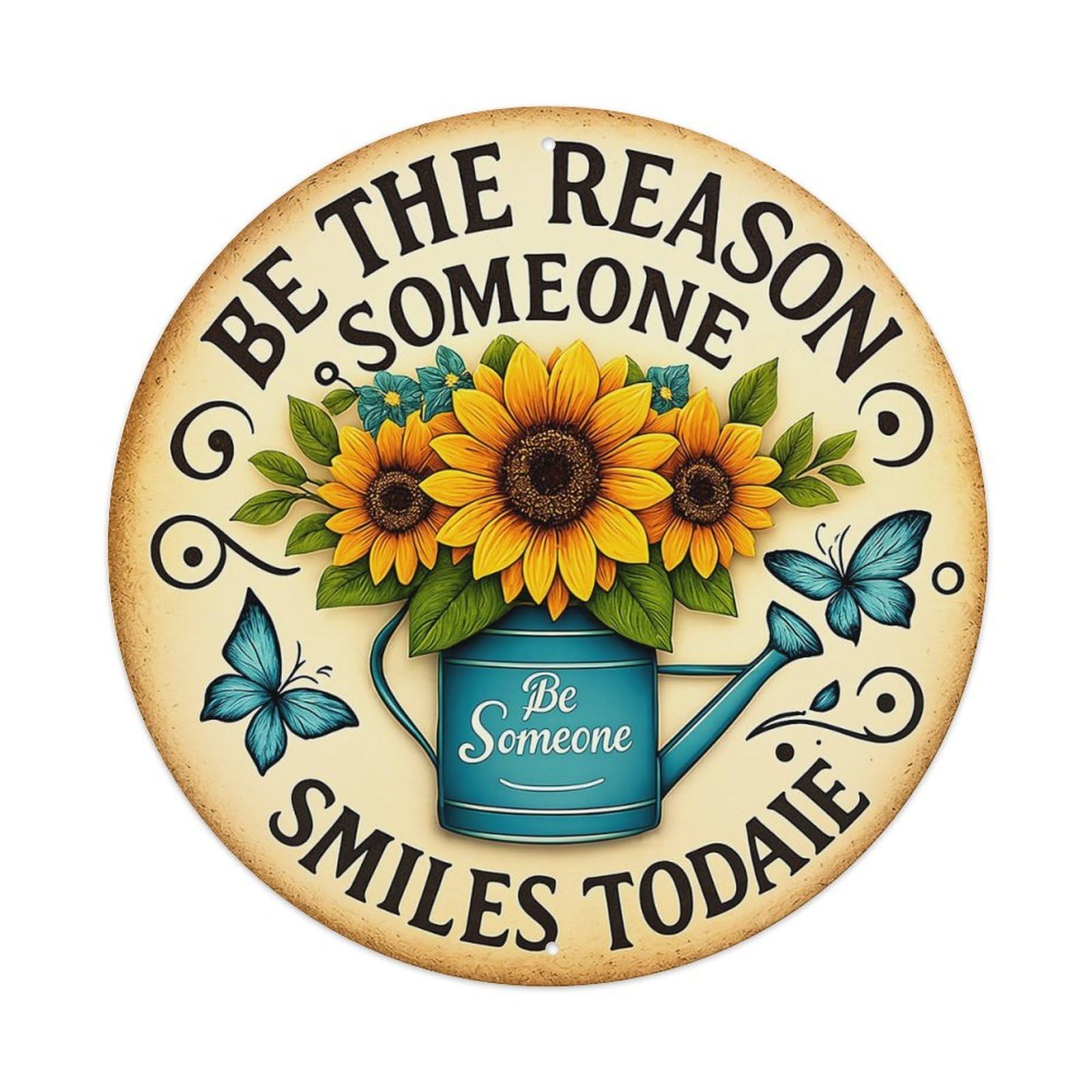 Sunflower Watering Can Butterflies Text Tin Sign Metal Poster Vintage Metal Signs for Home Man Cave Bar Cafe Kitchen laundry room Wall Decorations Gift 8x8Inch