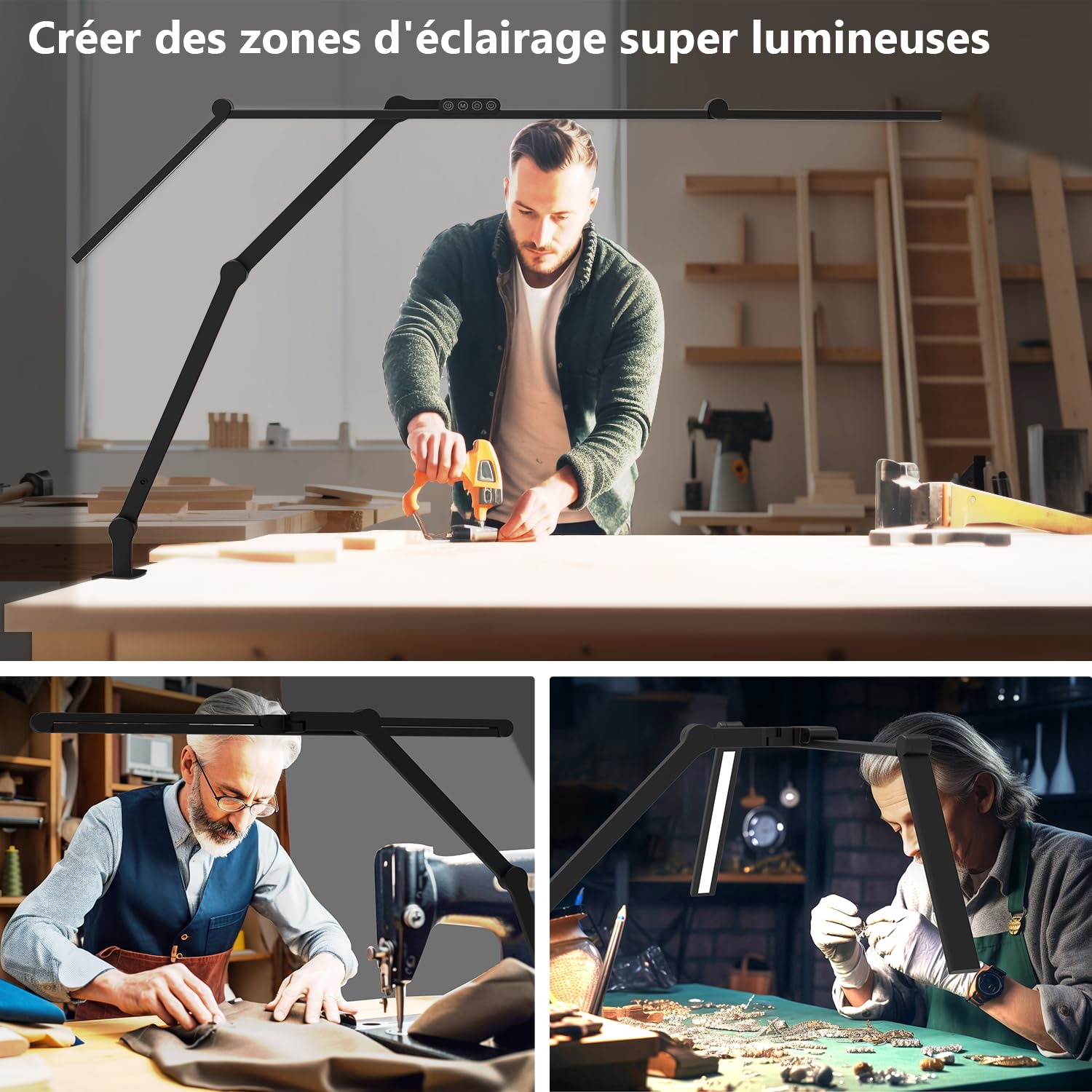EPABINA Die 3000 Lumen Schreibtischlampe Klemmbar, 36W LED Dimmbar Tageslichtlampe, Drehbare Tischlampe, 120cm Monitor Lampe mit Automatischer Schreibtisch Beleuchtung für Zeichnen
