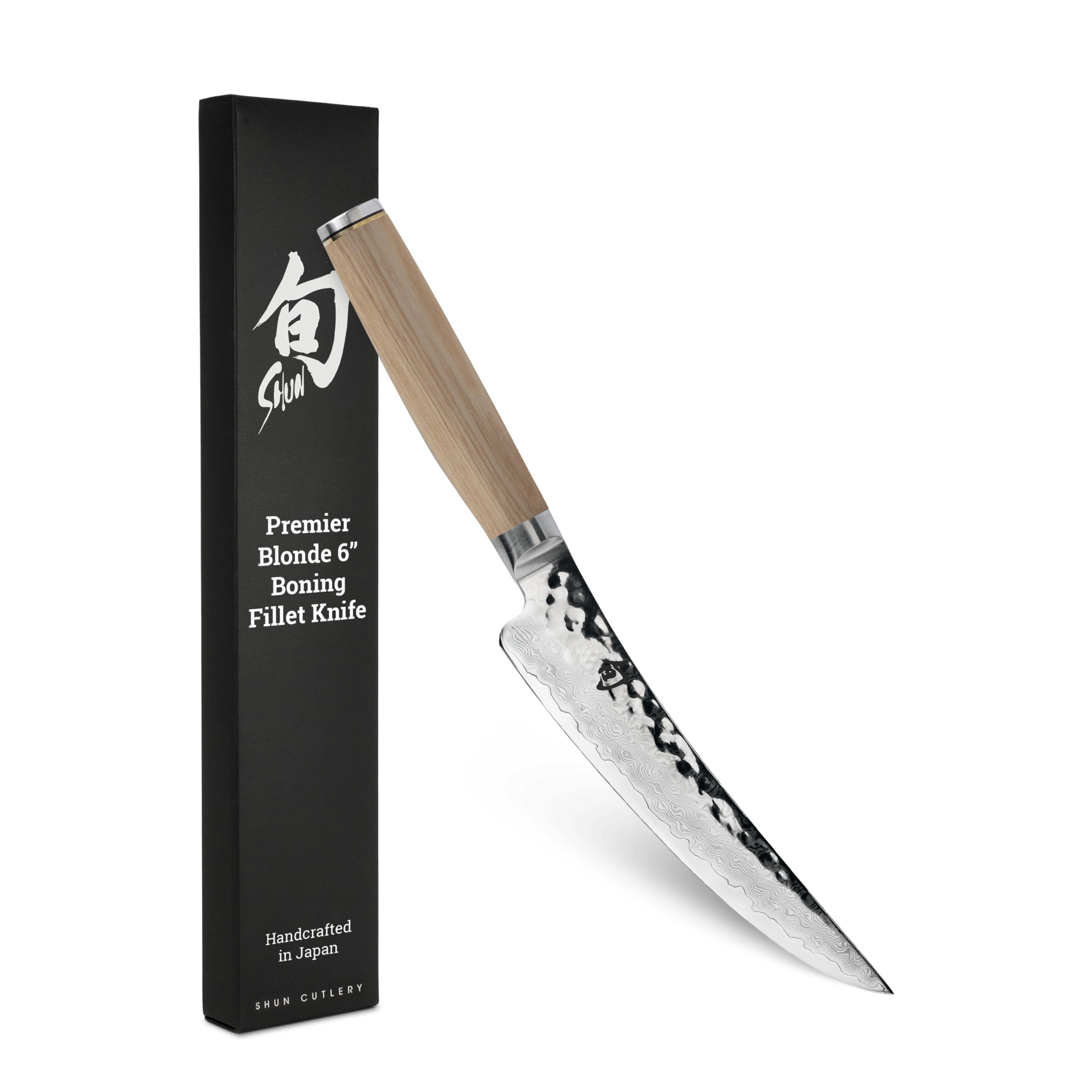 Shun Premier Blonde 6" Boning Knife, Handcrafted Japanese Boning & Fillet Knife, VG-MAX Core with Damascus Stainless Steel Cladding, Pakkawood Handle, Meat & Fish Tool for Professional and Home Chefs