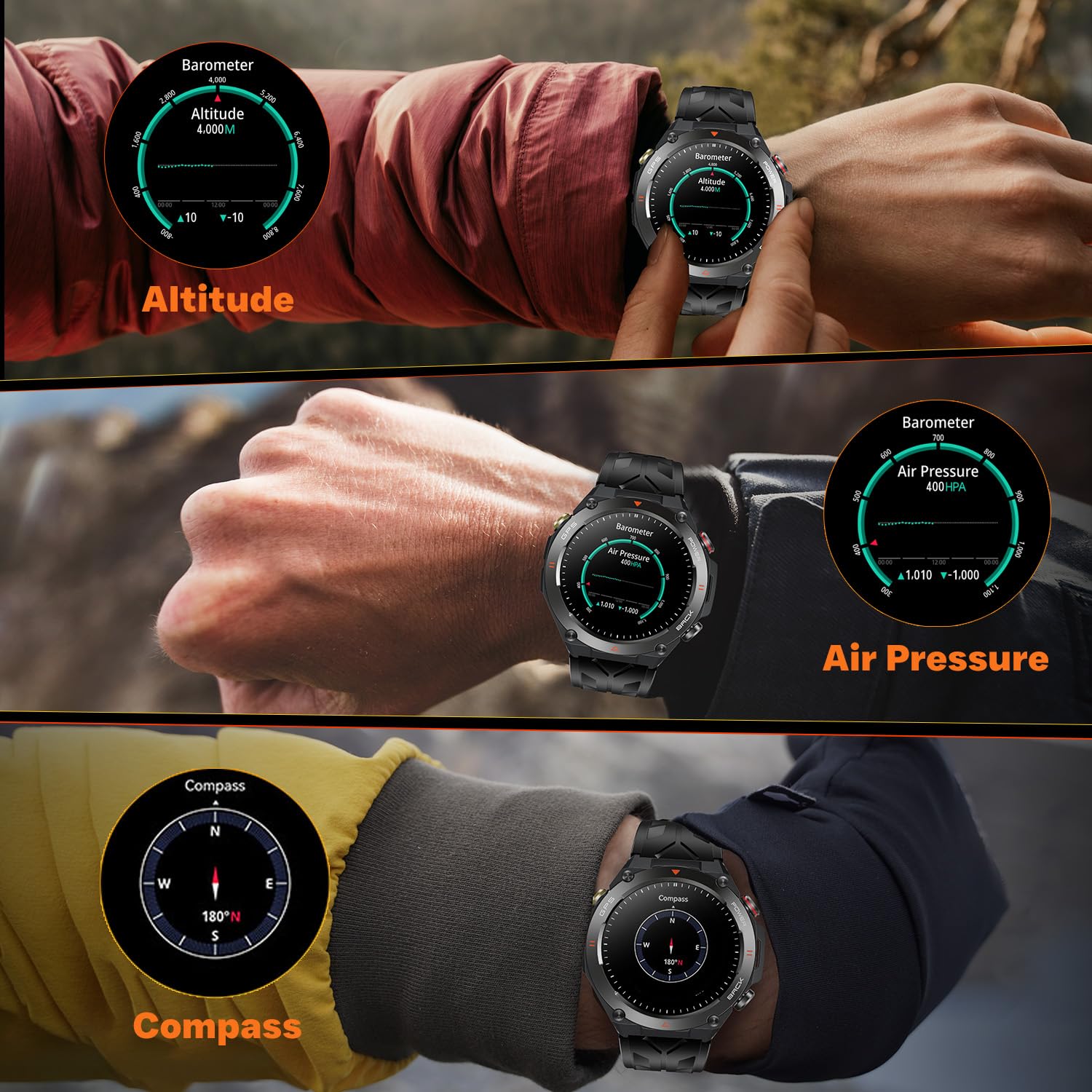Orologio Smartwatch Uomo con GPS Sport: 1,45" Rotondo Orolog Intelligente con Chiamate Bluetooth Risposta Fitness Tracker 1ATM Impermeabile Monitoraggio Sonno 650mAH Batteria Compatibile iOS Android