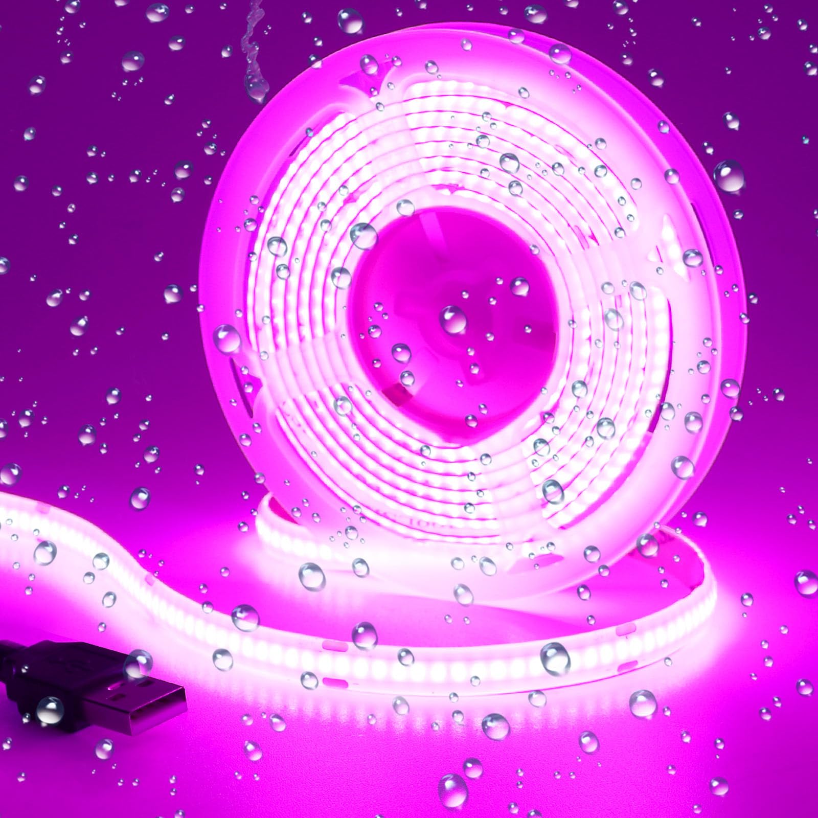 Goming Violets Dc 5V Usb Cob Led Strip Light Usb Powered 6.6Ft/2M 640Leds Indoor Use Ip20 Flexible Led Tape Lights