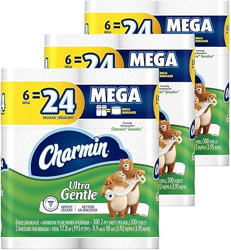 Papel higiénico de 6 mega rollos de papel higiénico, ultra suave, RSqNwd (paquete de 6), el embalaje puede variar