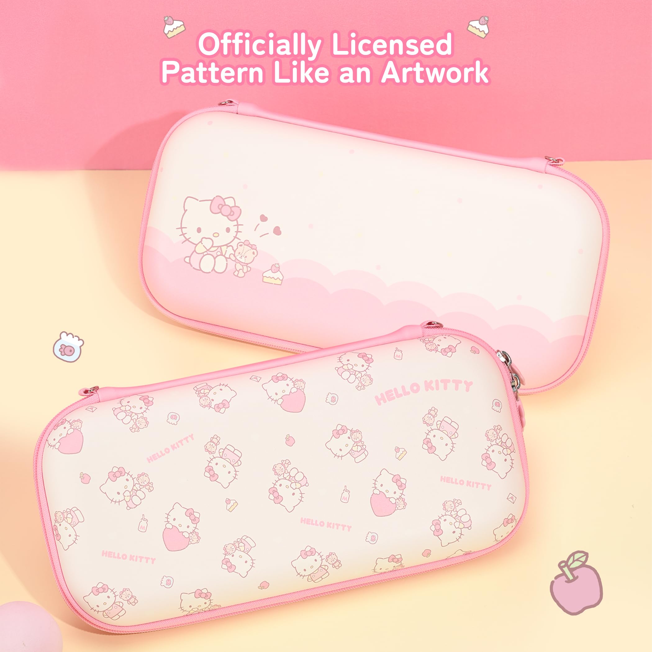 Kuitmor Étui de Transport Compatible avec Switch 2 (2025) 7,9 Pouces, Coque Rigide Mince pour Voyage avec 12 Emplacements de Cartes de Jeu pour Console Switch 2 et Accessoires, Candy Party - HLK - 5