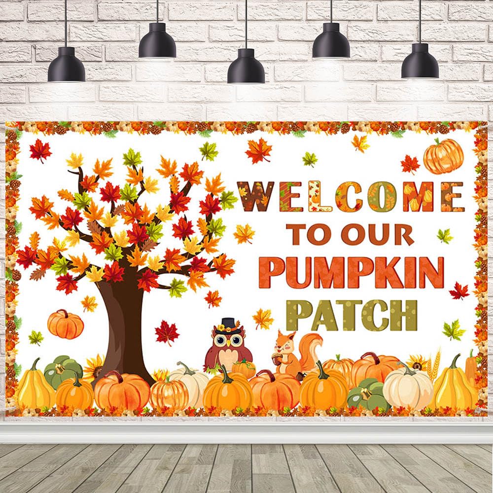 AIBIIN Welcome to Our Pumpkin Patch Banner Decorations