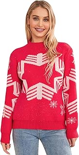 HzDazrl Women Long Sleeve Christmas Sweater Crew Neck Casual Knit Jumpers Tops Holiday Party Winter Pullovers Sweater