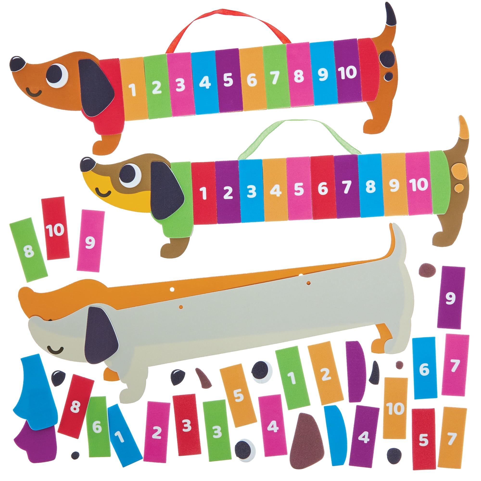 Baker Ross FN452 Learn to Count Sausage Dog Kits - Pack of 4, STEM, Science, Maths and Learning Aids for Kids and Schools