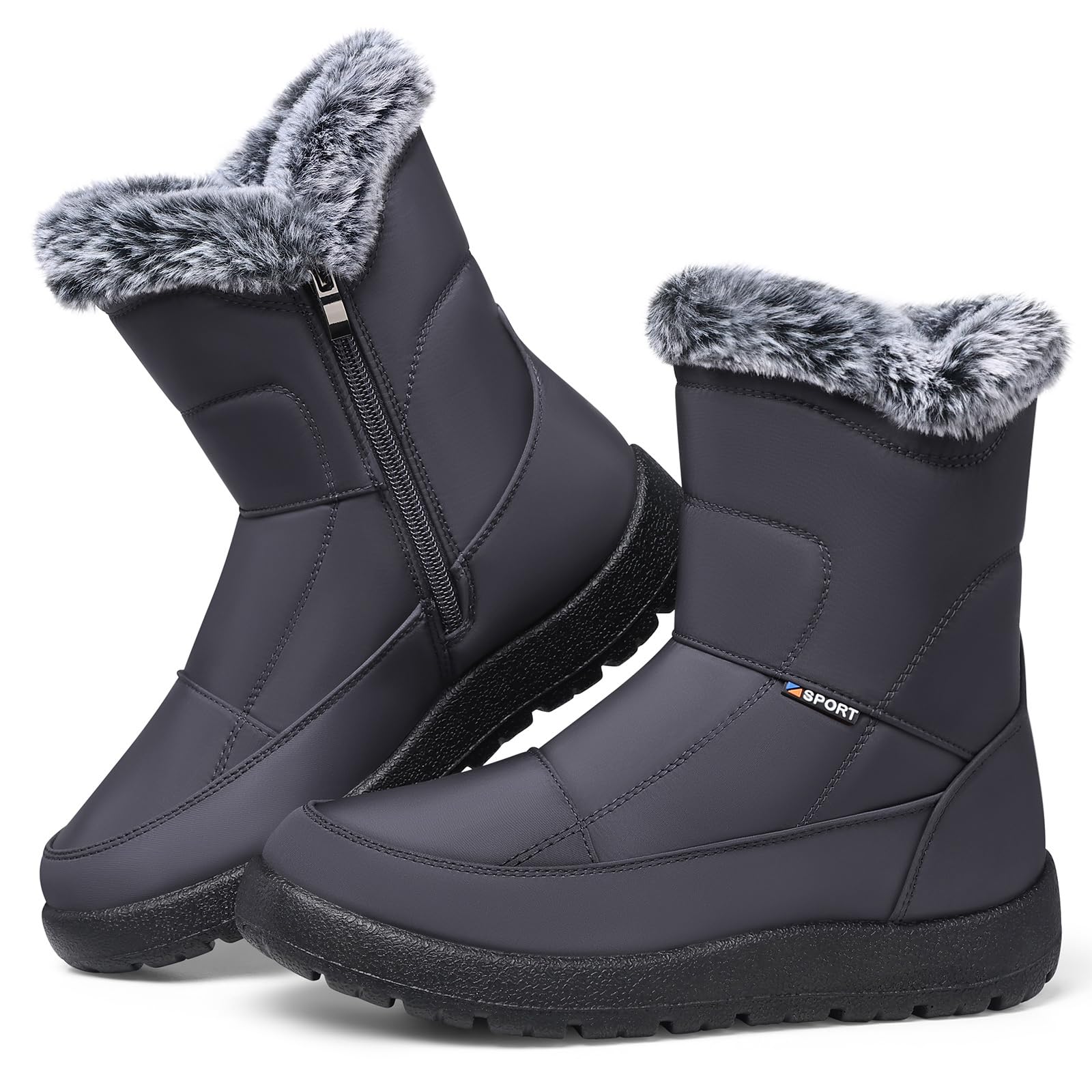 SHIBEVER Womens Snow Boots Winter Waterproof Fur Lined Anti-Slip Ankle Booties Outdoor Comfortable Warm Women Snow Boot