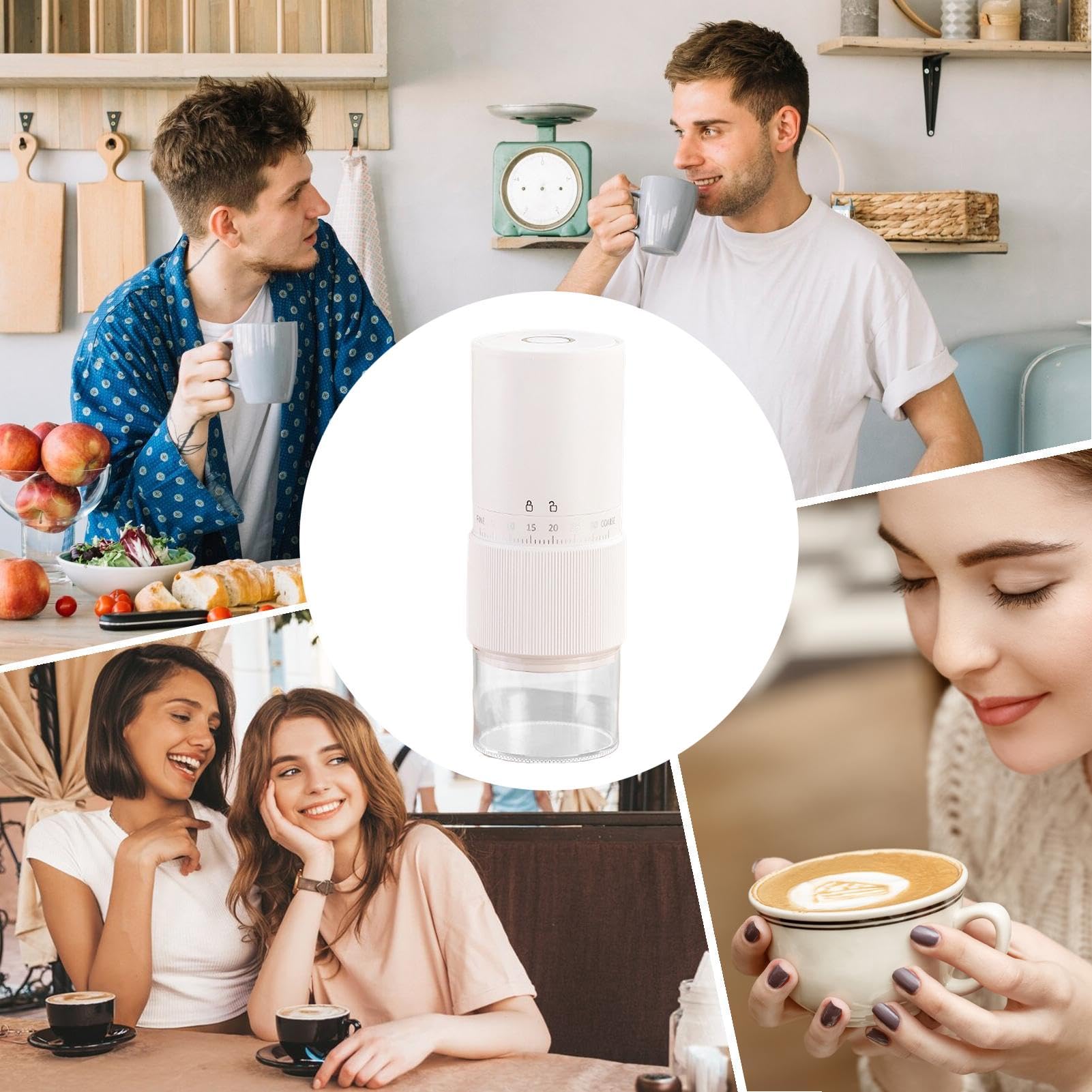 Molinillos de café portátiles, Molinillo de café en polvo,Molinillo para cafetera ajustable | Cafetera recargable con reducción de ruido, molinillo para cocina, portátil de varias