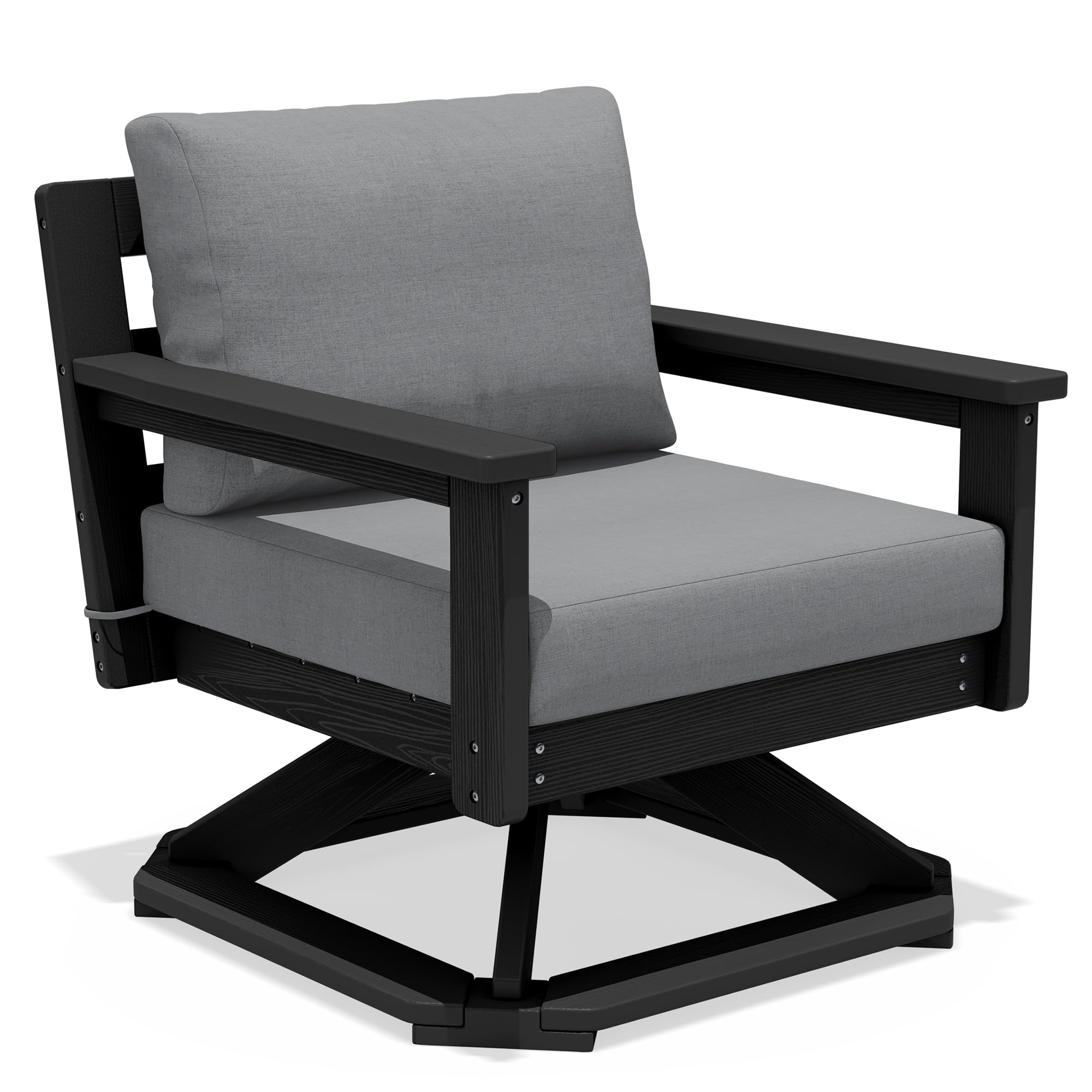 SERWALL Outdoor Swivel Chair, Oversized Patio Sofa Chair with 360° Rotation