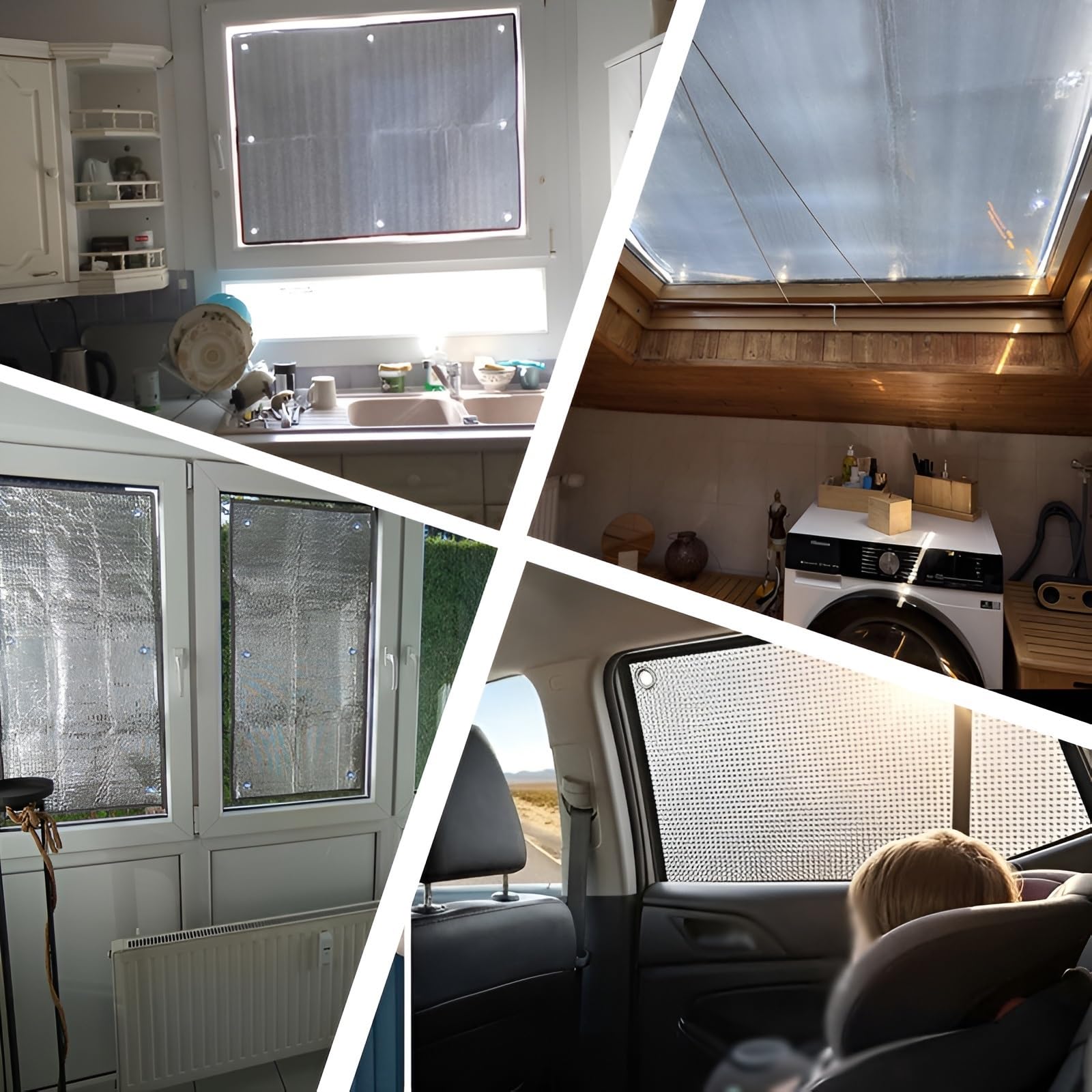 Thermofolie Fenster Gegen Hitze,Verdunkelungsfolie Mit Saugnapf Sichtschutzfolie,Aluminium Isolierfolie Fenster(80x230cm)