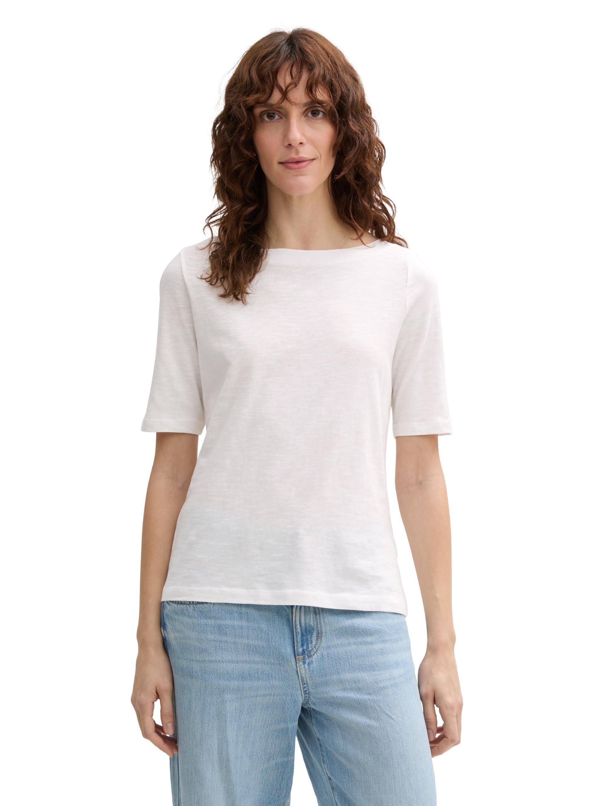 Tom Tailor Damen T-Shirt mit U-Boot-Ausschnitt
