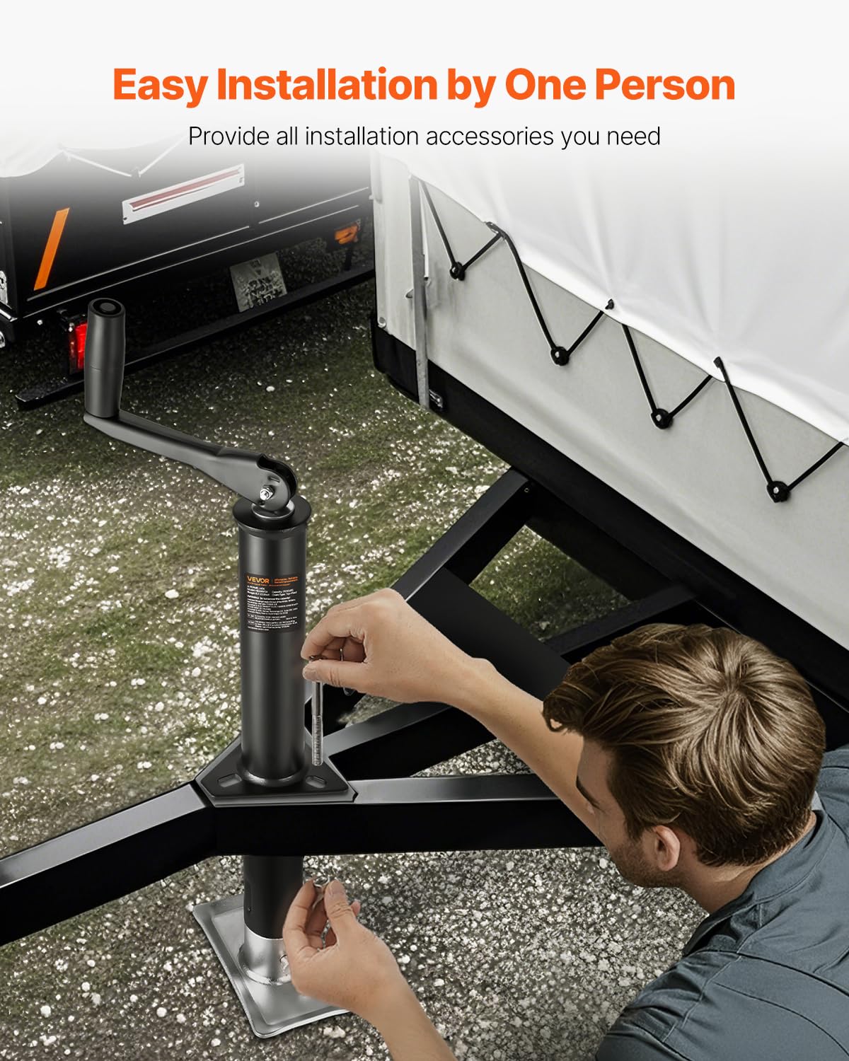 VEVOR Aanhangerkrik, houder voor soldeeraanhanger, draagkracht 3629 kg, met zwengel voor het optillen van de camperaanhanger, paardenaanhanger, utiliteitsaanhanger, jachtaanhanger