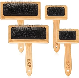 Rtteri 4 Pcs Wooden Wool Carder Hand Carders Slicker Brush Wool Brush Carding Brush Needle Felting Tool for Dogs Spinning Weaving Craft Supplies, 2 Sizes