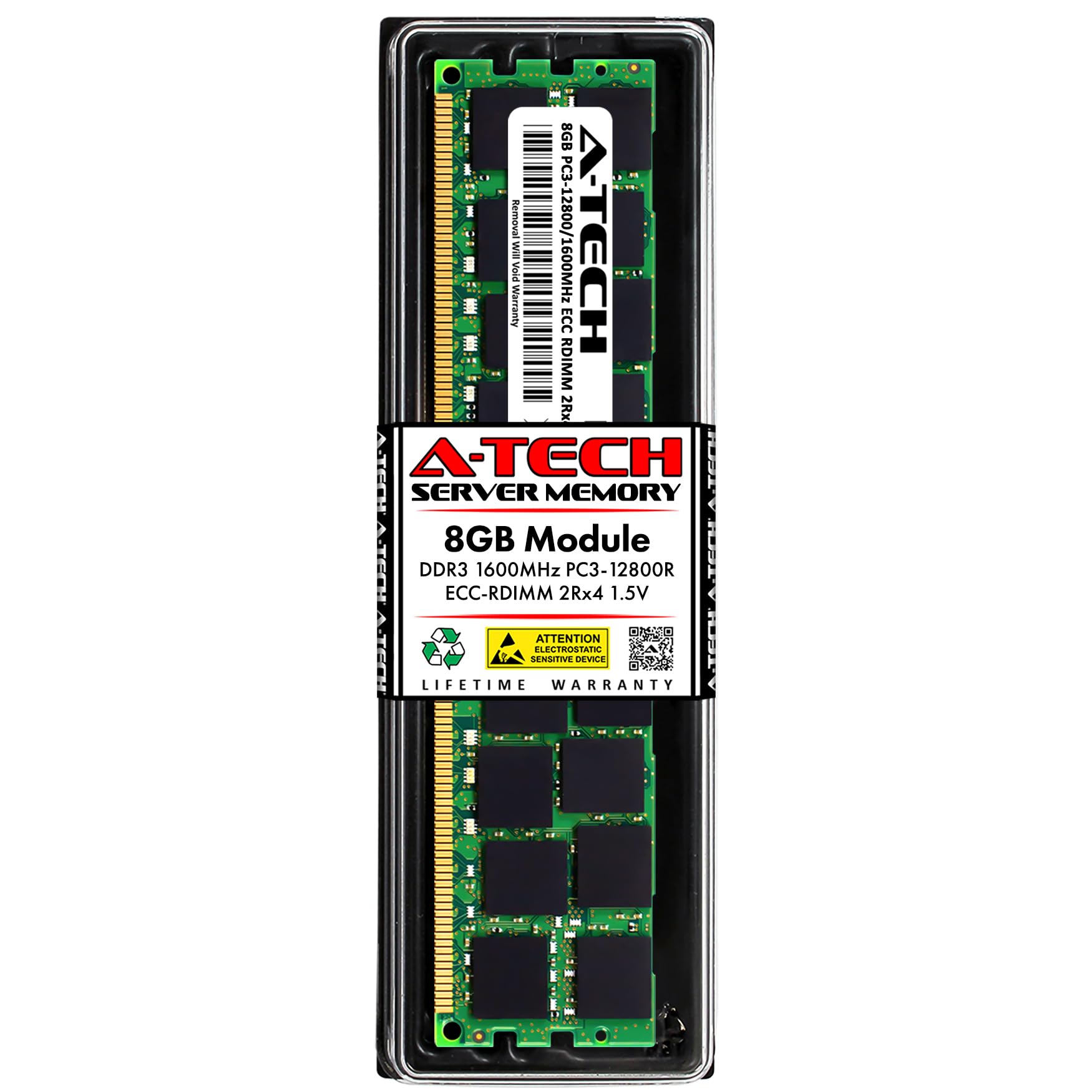 A-Tech 8GB DDR3 1600MHz PC3-12800R ECC RDIMM 2Rx4 Dual Rank 1.5V