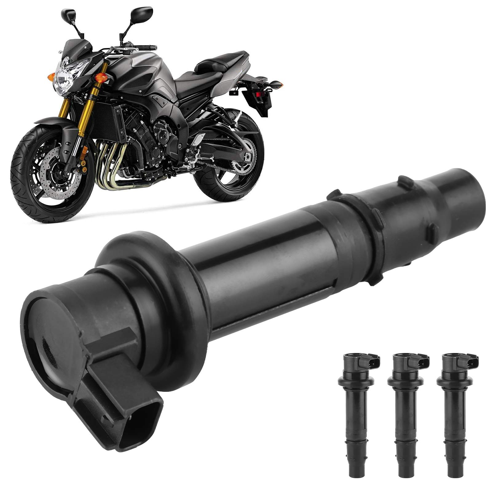 Aramox Cewki Zapłonowe, 4 Sztuki, Czarne, Urządzenie Zapłonowe Przeciw Zakłóceniom, Kompatybilne z MT-07 1WS R1 YZF-R1 R6 RJ15 Bj FZ8