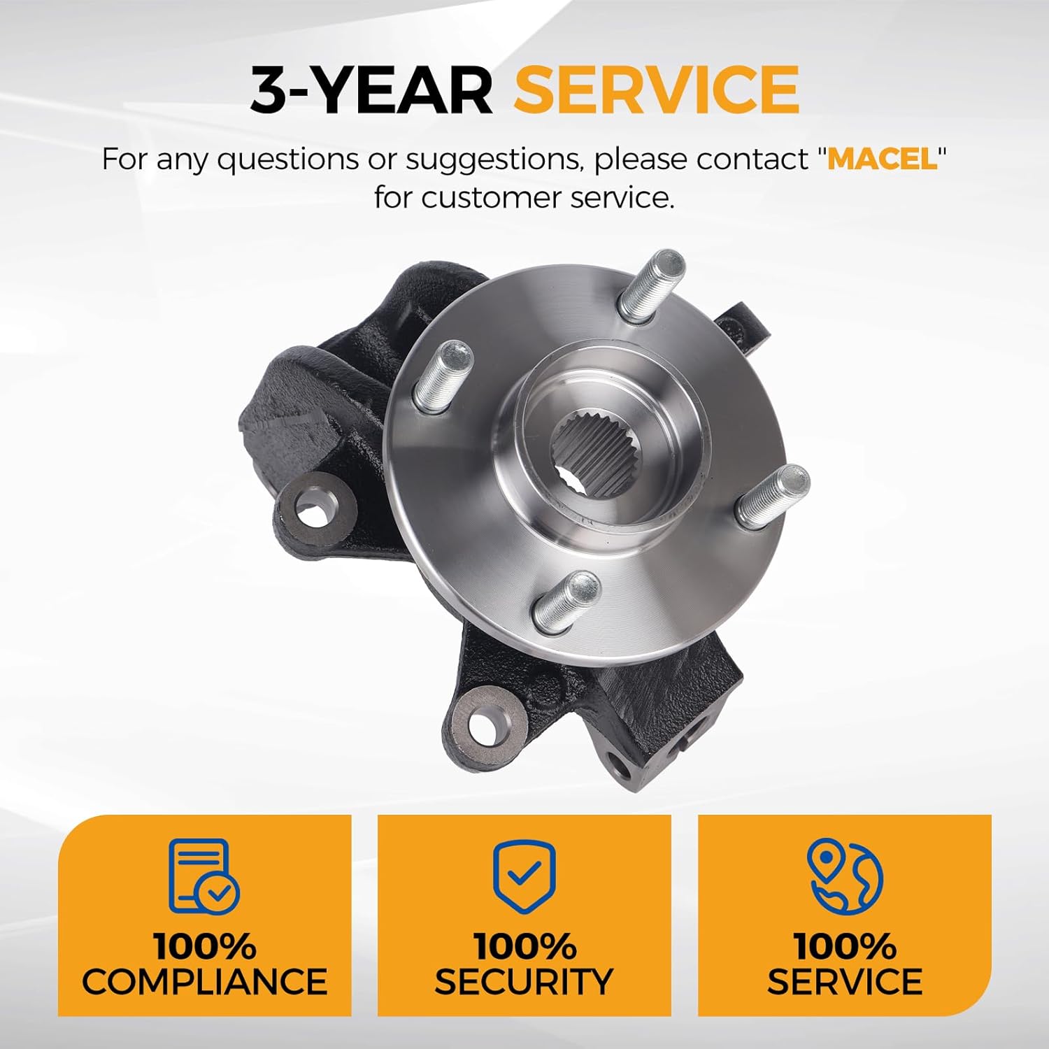 PAROD 698407 Front Left Steering Knuckle Assembly&Wheel Hub Bearing Fit for 2006 2007 2008 2009 2010 2011 Ford Focus, Driver Side