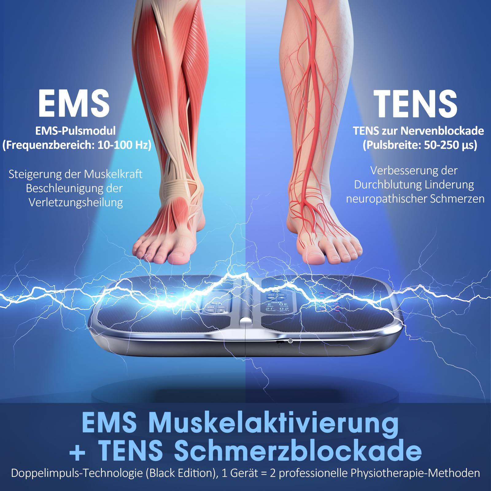 Nouveau stimulateur circulatoire Creliver pour les jambes, masseur électrique EMS pour les pieds, améliore la circulation sanguine dans les pieds et soulage la neuropathie, combat les douleurs aux gen