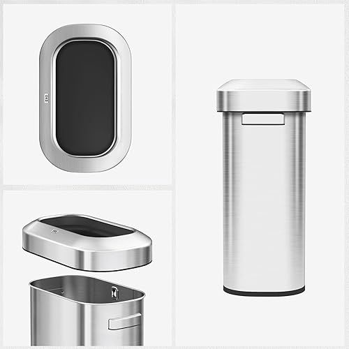 Miniatura 8 de EKO Urban - Basurero de basura de acero inoxidable delgado y comercial de 16 galones y 60 litros, bote de basura alto de grado comercial para el