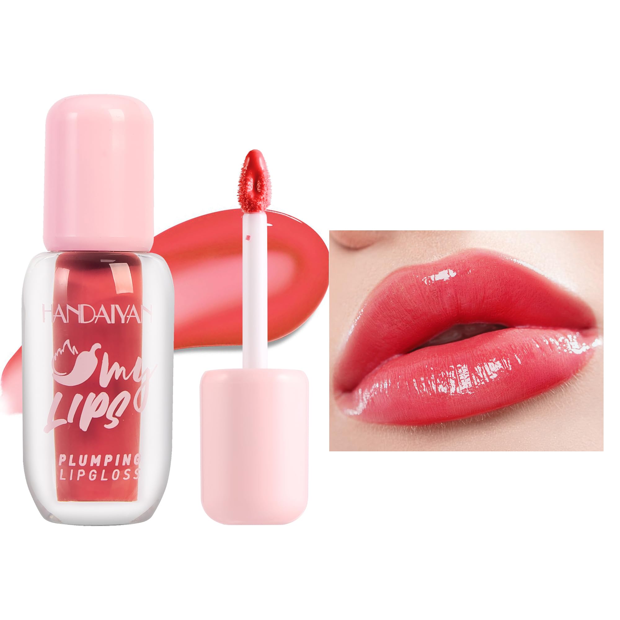 Intense Heat Plumping Lip Gloss with Chili Extract - Juicy & Full Lips, Instant 30% Plumper Look, Glossy Shine, Fuller Lip Plumper Lip Mirror Lip Plumping Gloss (03#)