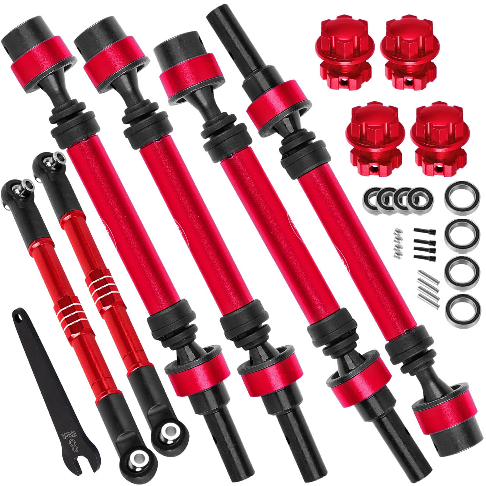 BRCatWPark Steel Drive Shaft Axles Links Upgrades Part for 1/10 WideMaxx,#89086-4,RC Steel #45 Driveshafts CVD w/Turnbuckles Camber Links,Red