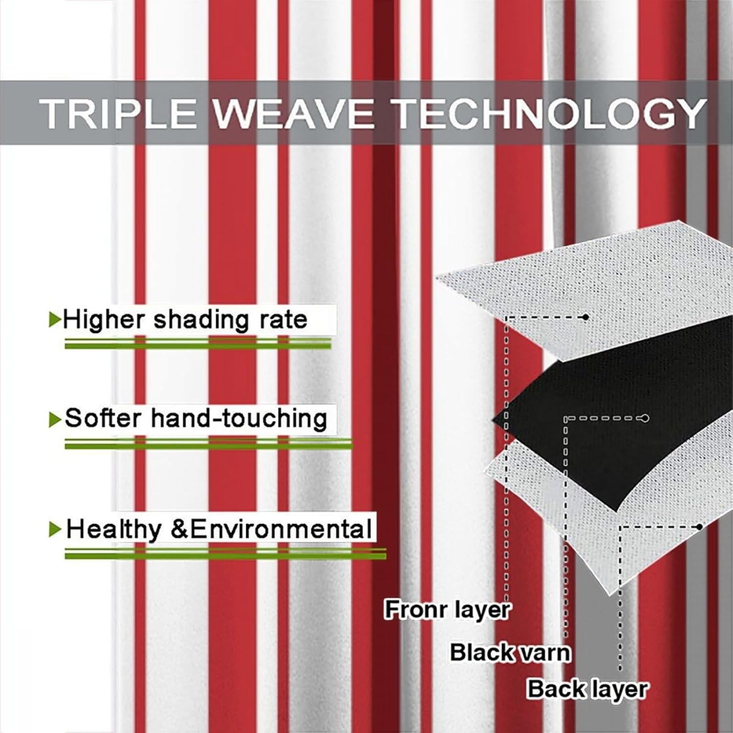 Fashions Highland Stripe Curtain Red and White Alternating Vertical Stripe IndoorOutdoor Artistic Rod Pocket Window Treatments for Bedroom Living Room Cafe Decor 84" W X 84" L