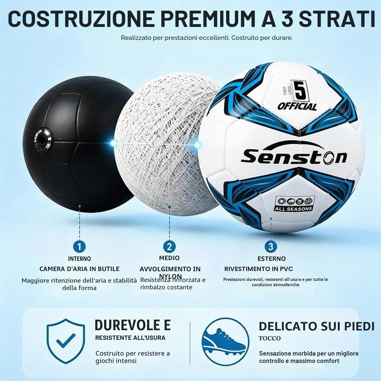 Senston Palloni da Calcio da Allenamento Taglia 4/5 Calcio Pallone Partita da Calcio per Adulti Palloni da Futsal