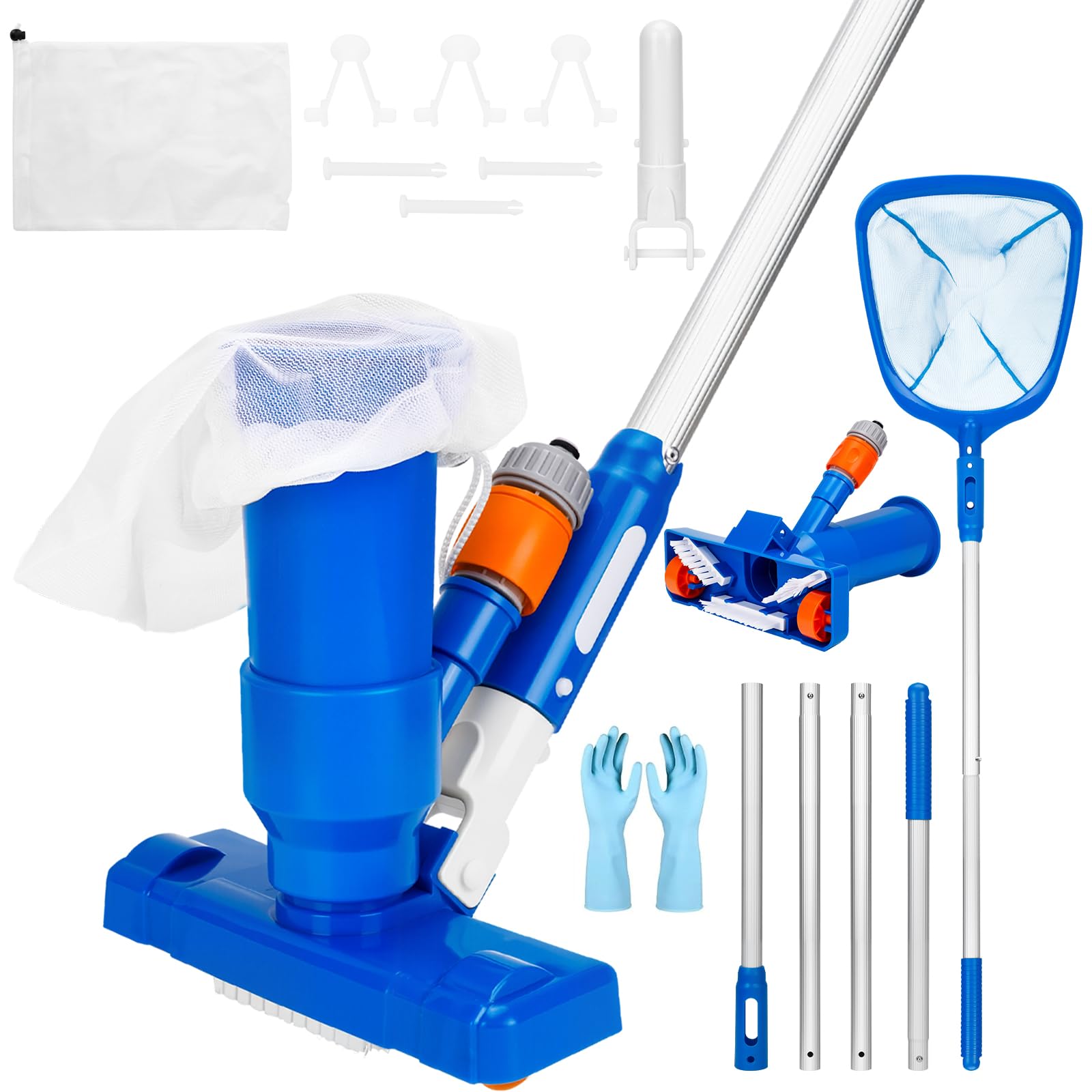 Aspirador de Piscina,Kit de Mantenimiento de Piscinas,Kit de Limpieza Piscina,Aspiradora Portátil para Piscine,Estanque pozos de Limpieza, Hojas,Suciedad y Arena,Juegos de Skimmer de Piscinas