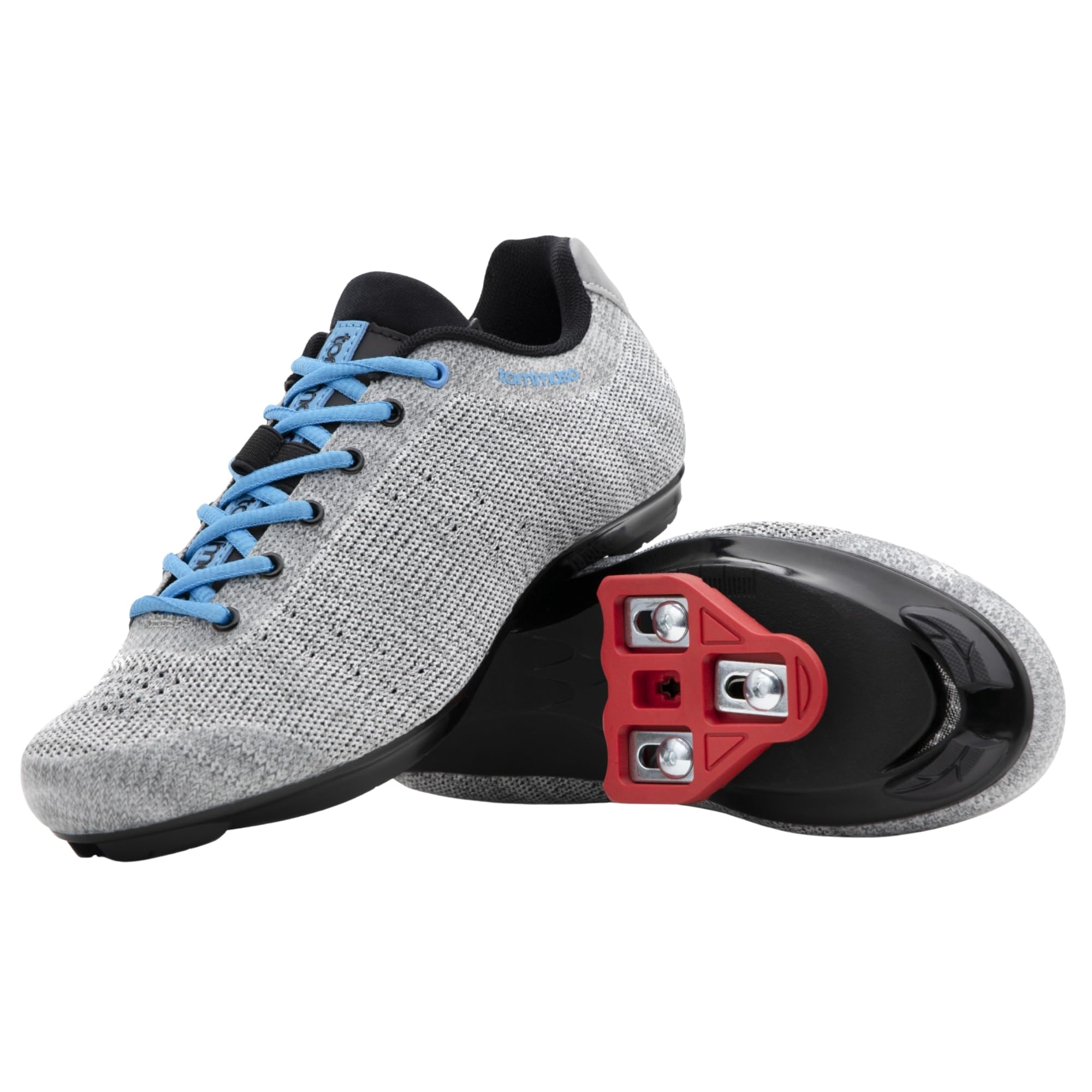 Tommaso Pista Aria Knit Women's Cycling Shoes, Indoor Cycling Class Ready Shoe and Bundle with Compatible Cleat, Look Delta, SPD - Black, Pink, Grey, Blue