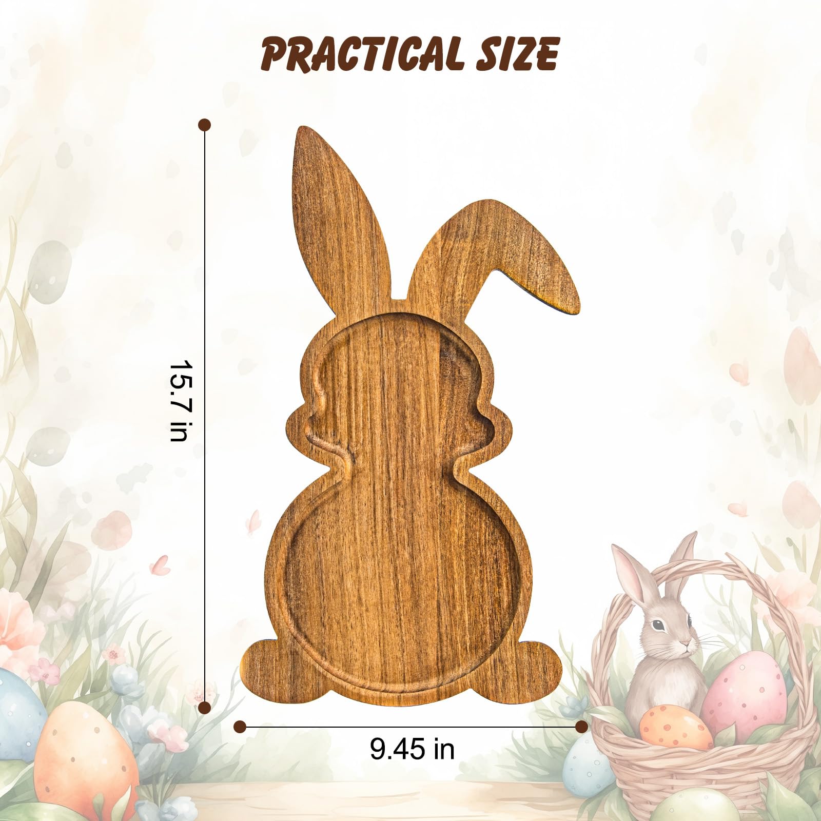 Yoshiky Farmhouse Bunny Serving Wood Trays, Nesting Rabbit-Shaped Wooden Charcuterie Serving Platters for Easter or Spring Rustic Decorative