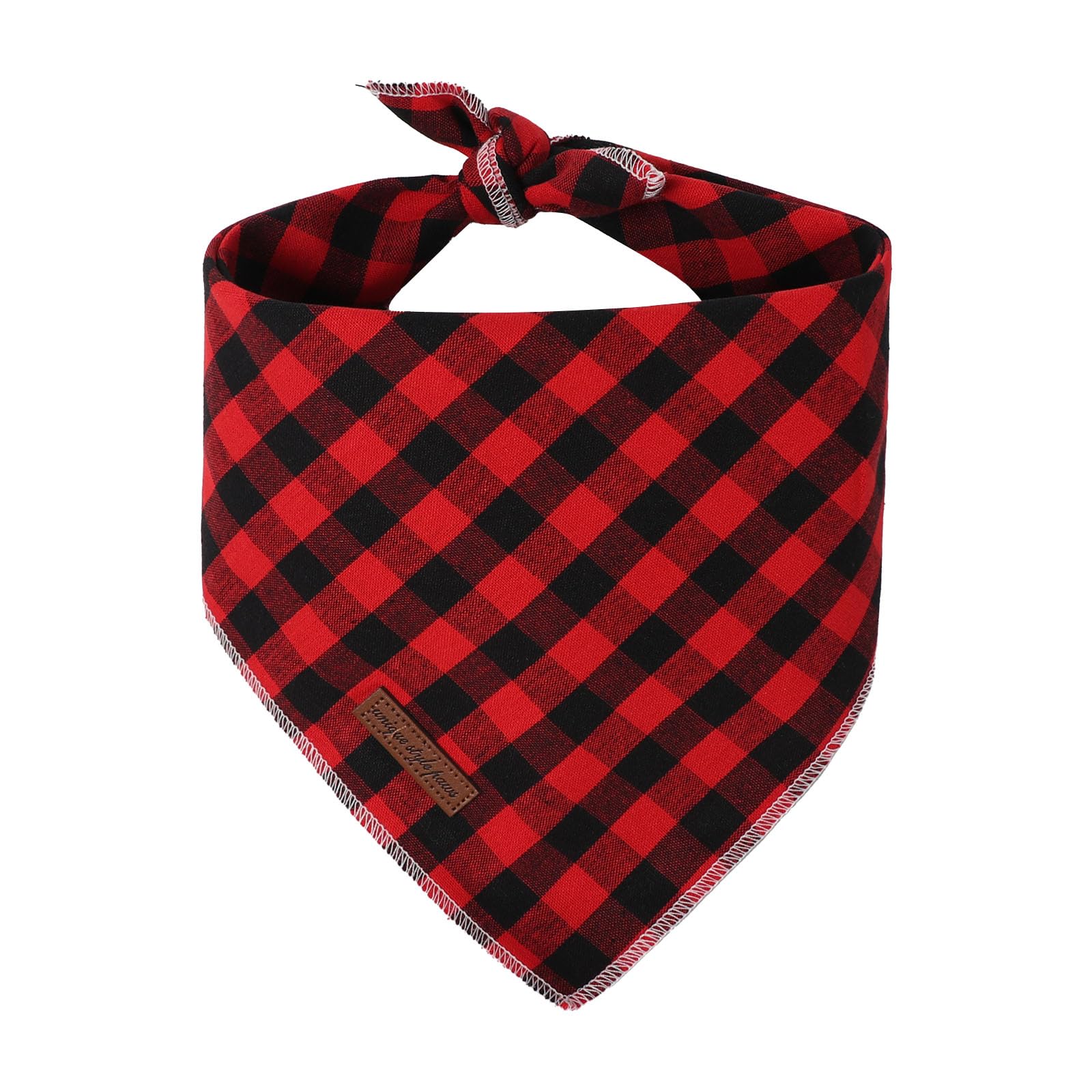 Unique Style Paws Dog Christmas Bandanas 1PC Washable Cotton Triangle Black&Red Plaid Dog Scarfs for Small Medium Large Dogs and Cats-NewHLG-S