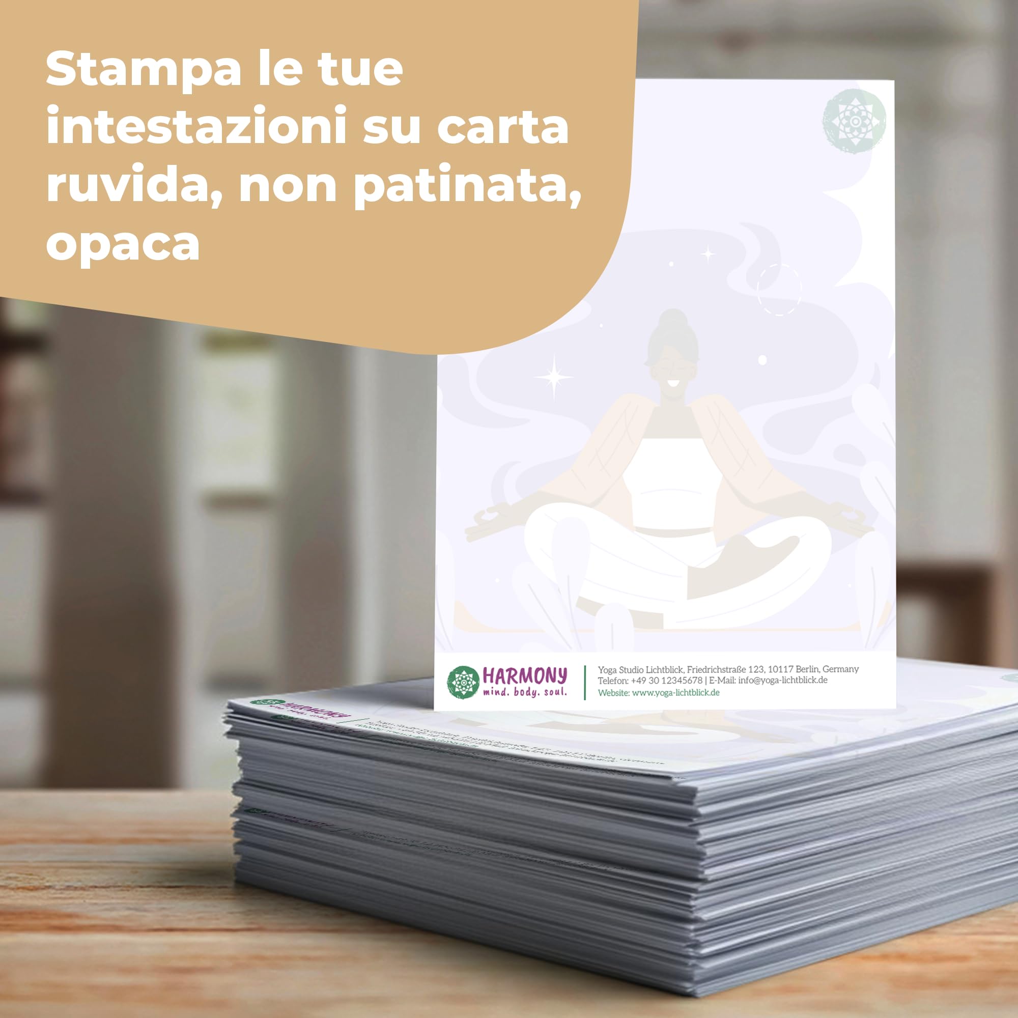 Cimpress Fogli con intestazione A4, Carta aziendale personalizzata con logo, Ufficio e comunicazione aziendale, Formato 210x297mm FSC (250)