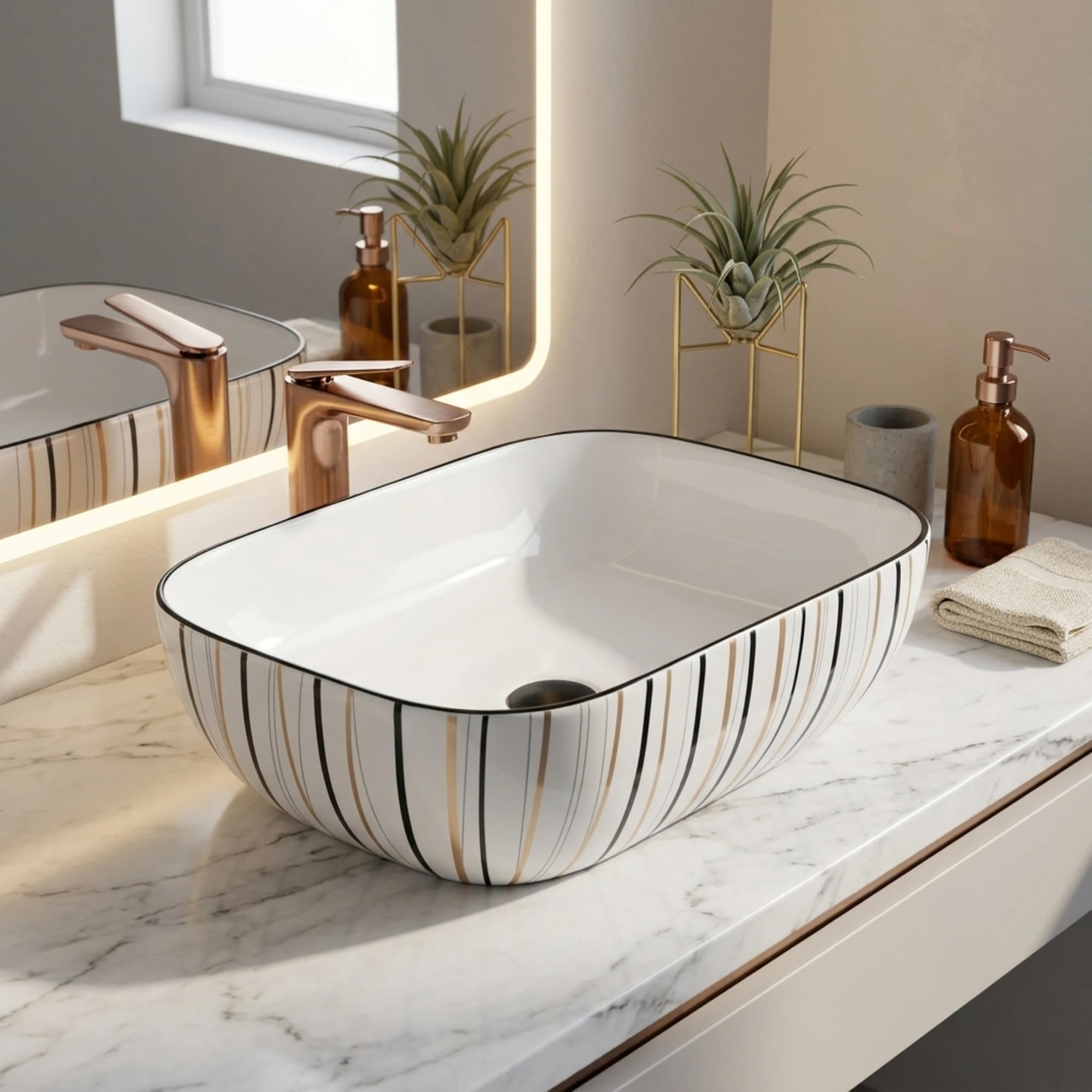 Reyal Ceramic Wash Basin - Modern Vessel Sink -28