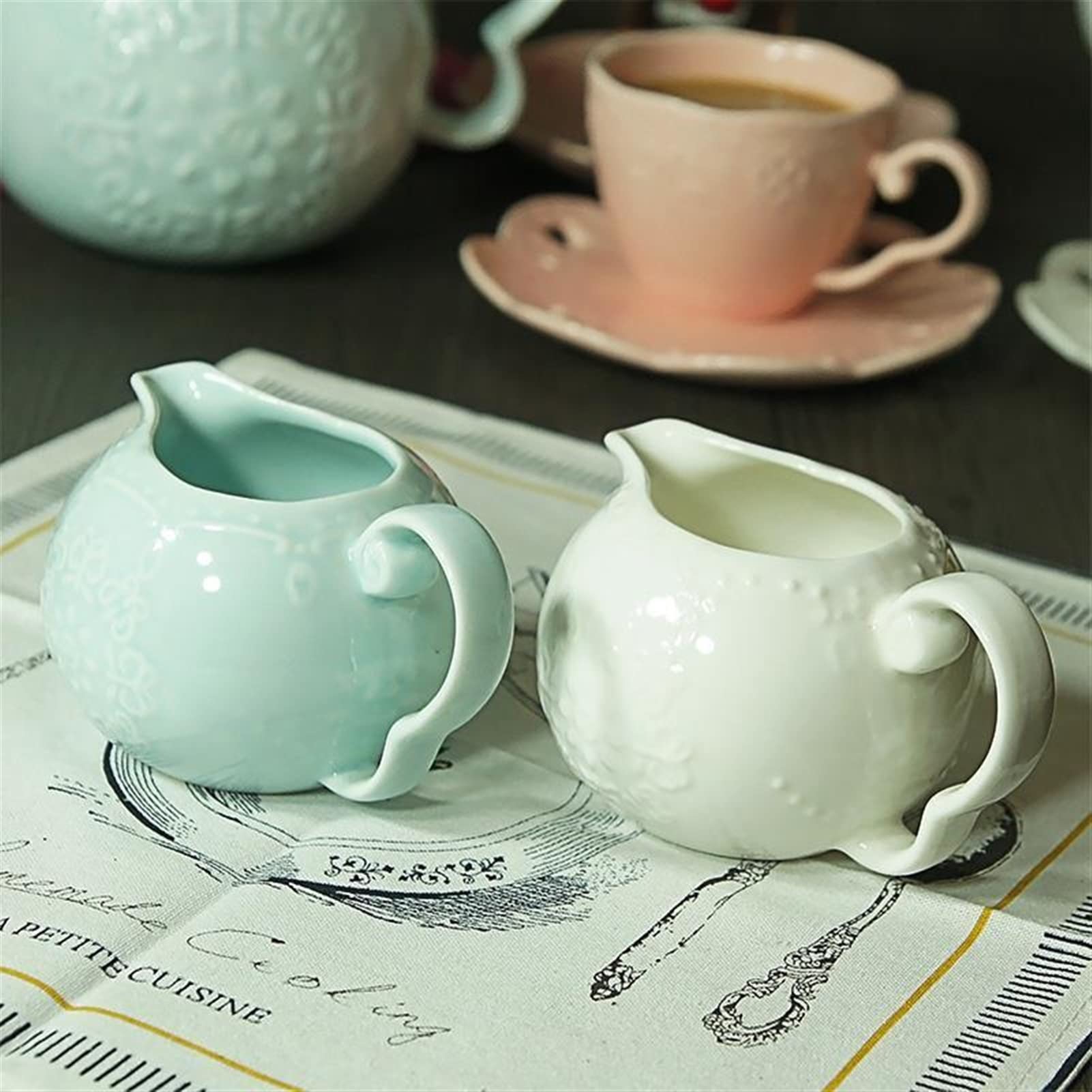 Sos na mleko, rosół, sos ceramiczny dzbanek na mleko wytłaczany porcelanowy słoik na przyprawy domowy sos syrop słoik spiczasty śmietanka naczynie do kawy 200 ml do jadalni, świątecznych posiłków