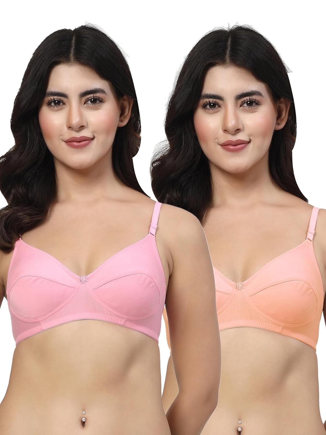 LILY Black, Cream Wirefree Seamed Non Padded Everyday Bra LILY Black, Cream Wirefree Seamed Non Padded Everyday Bra