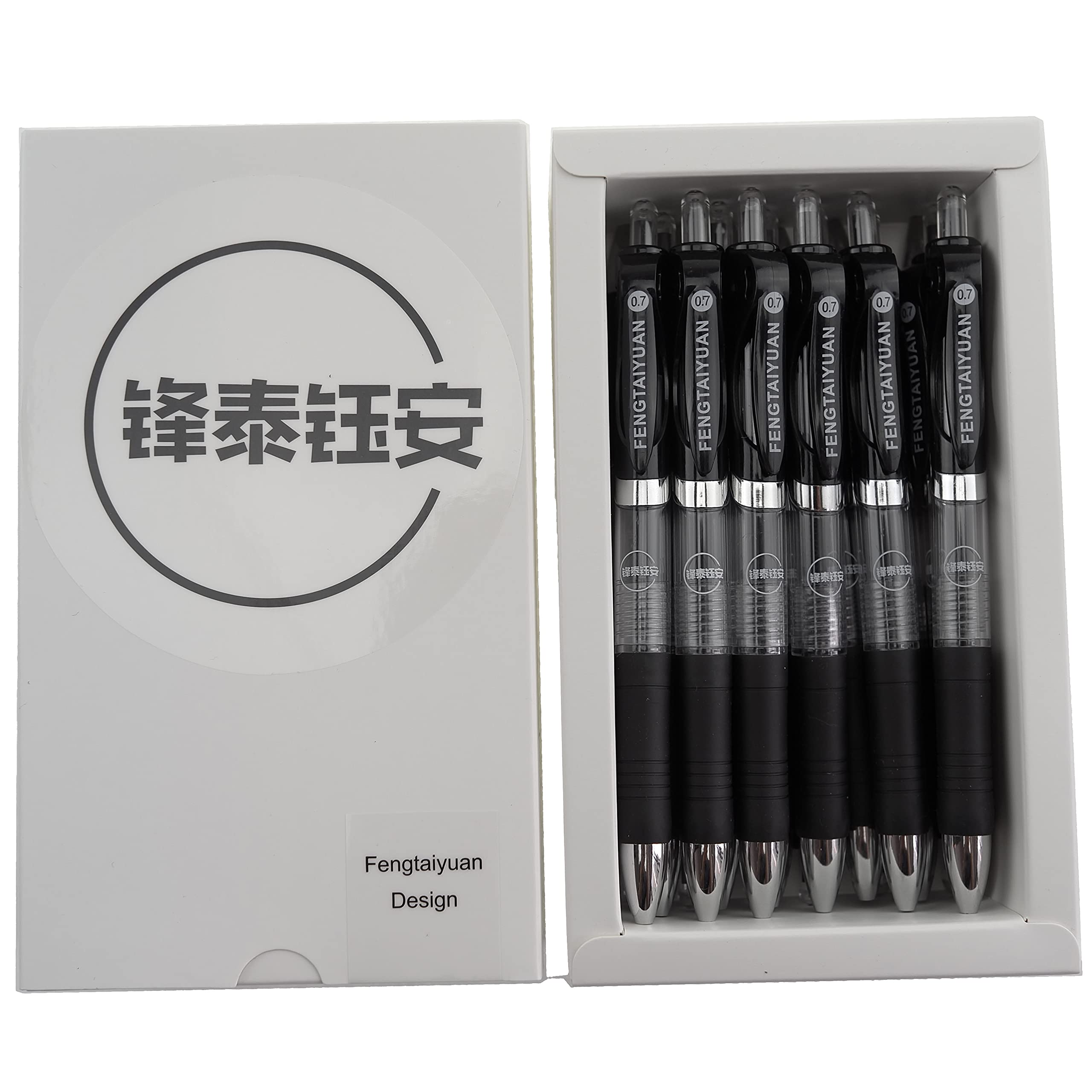 Fengtaiyuan AD07P18, Retractable Gel Pens, 0.7mm, Black Ink, Fine Point,  Writting Smooth, 18 Pack (Black-0.7mm)