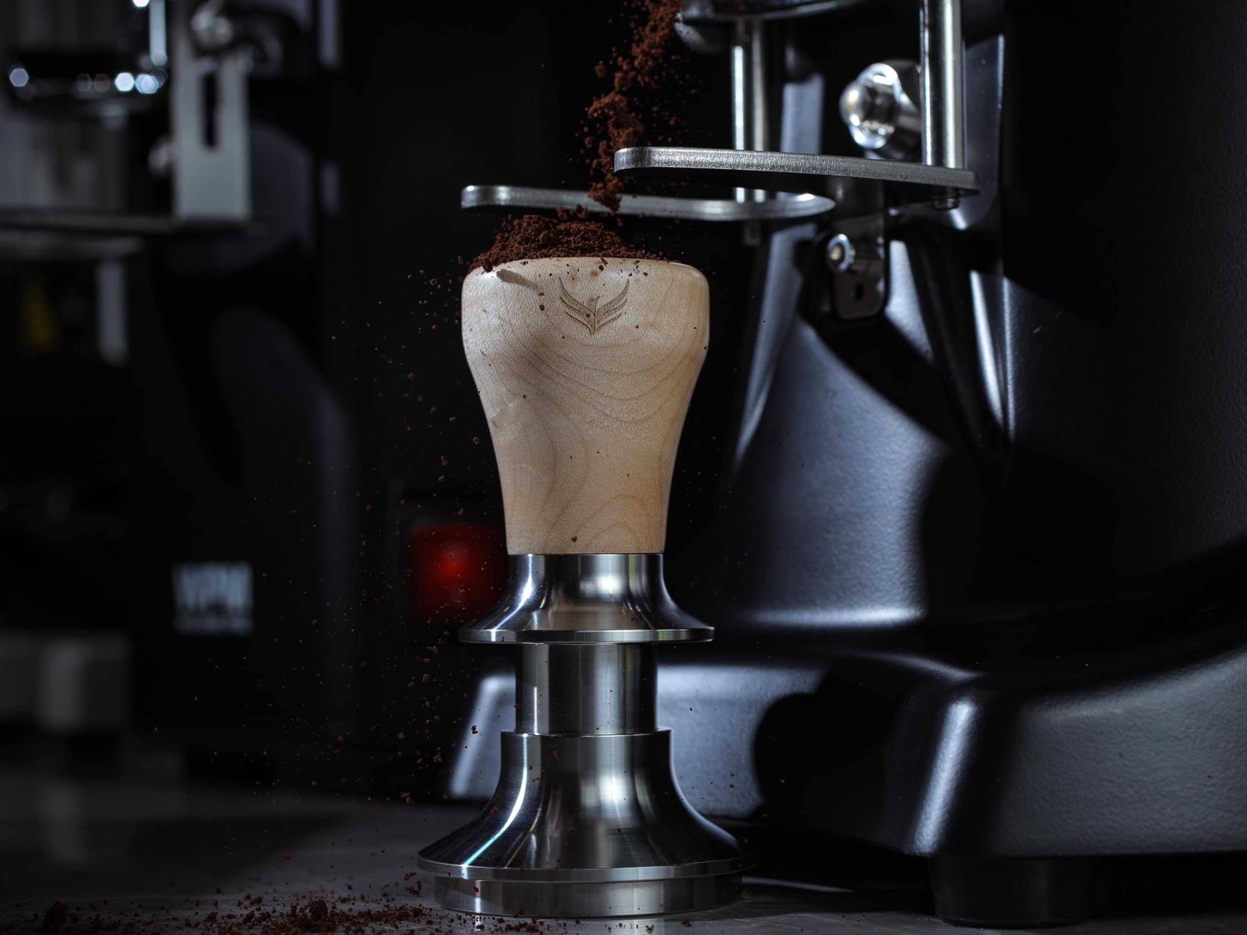 54mm Espresso Tamper Ahornholz für Sage Barista Express – Kalibriert Druckregulierend 30lb, Selbstnivellierend, Edelstahl Base Kaffee Tamper mit 3 Austauschbaren Federn (53.3mm)