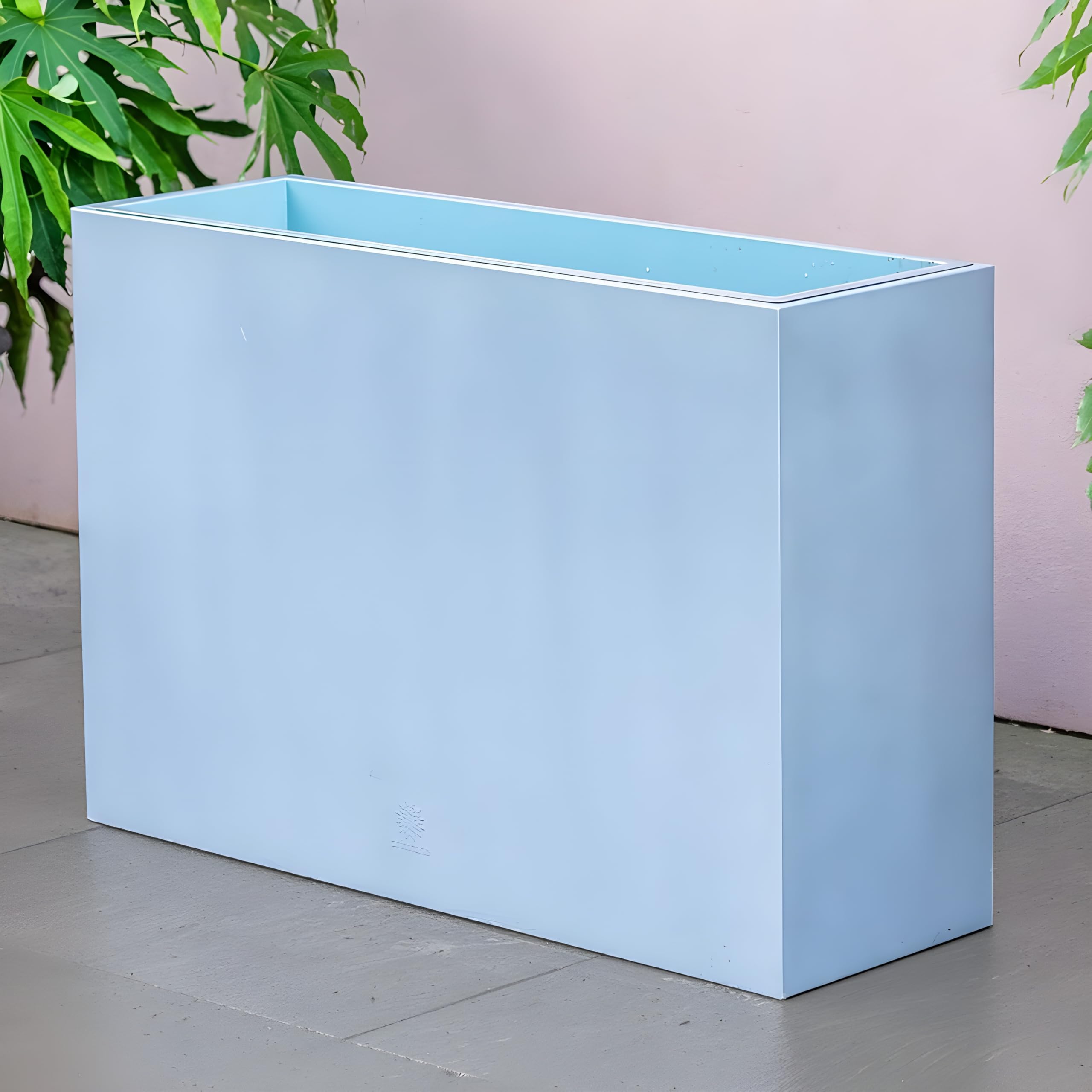 Primrose Large Garden Zinc Tall Trough Planter with Insert Silver 95cm (37.4in)
