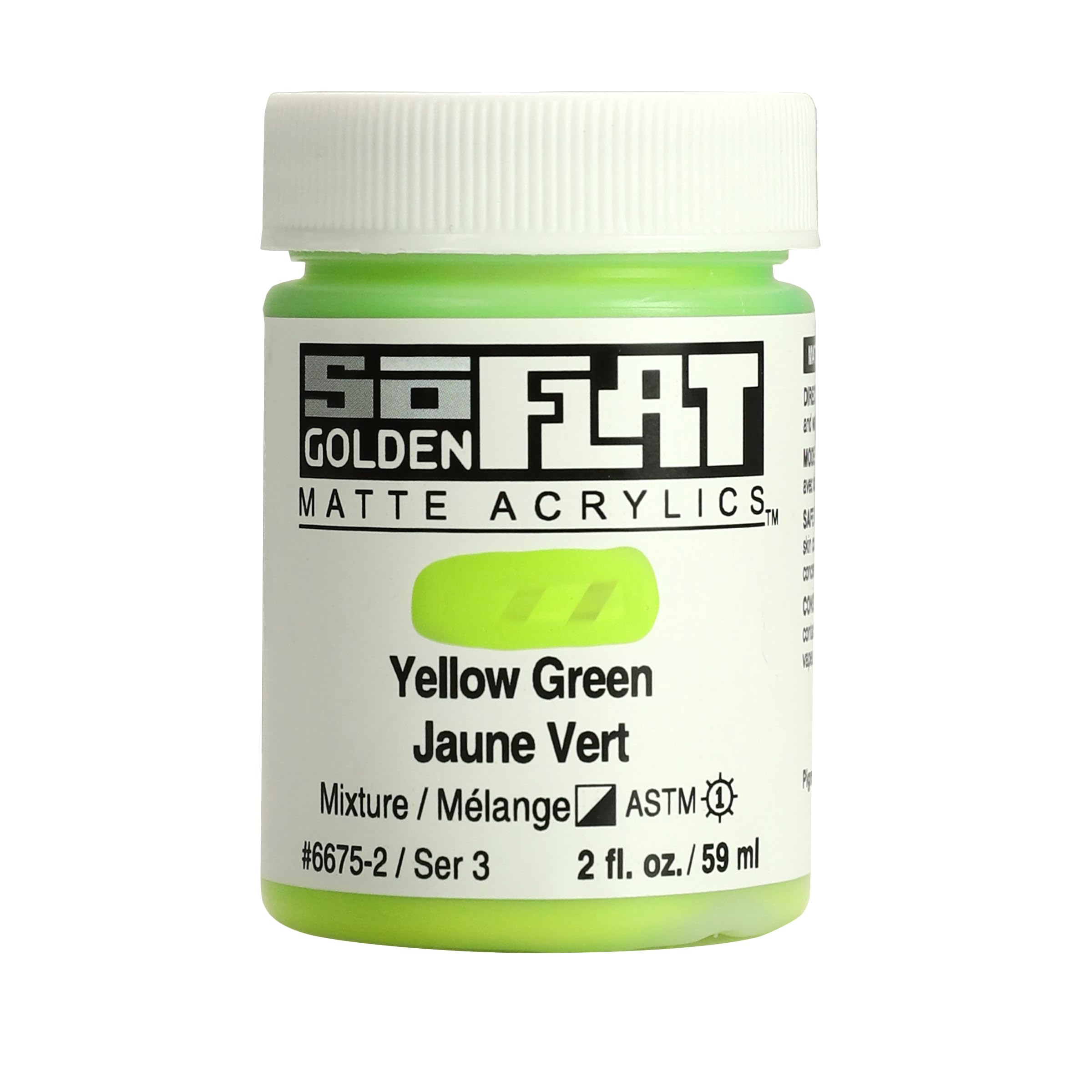 Golden SoFlat Matte Acrylic Paint, 2oz jar, Yellow Green (6675-2)
