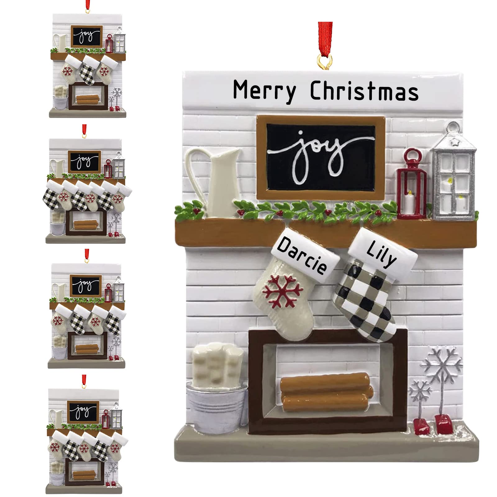 YAEILOV Fireplace Mantle Family Personalized Christmas Ornaments 2023 Custom Stockings Family of 2 3 4 5 6 Names Christmas Ornament Xmas Tree Decorations?Family of 2?