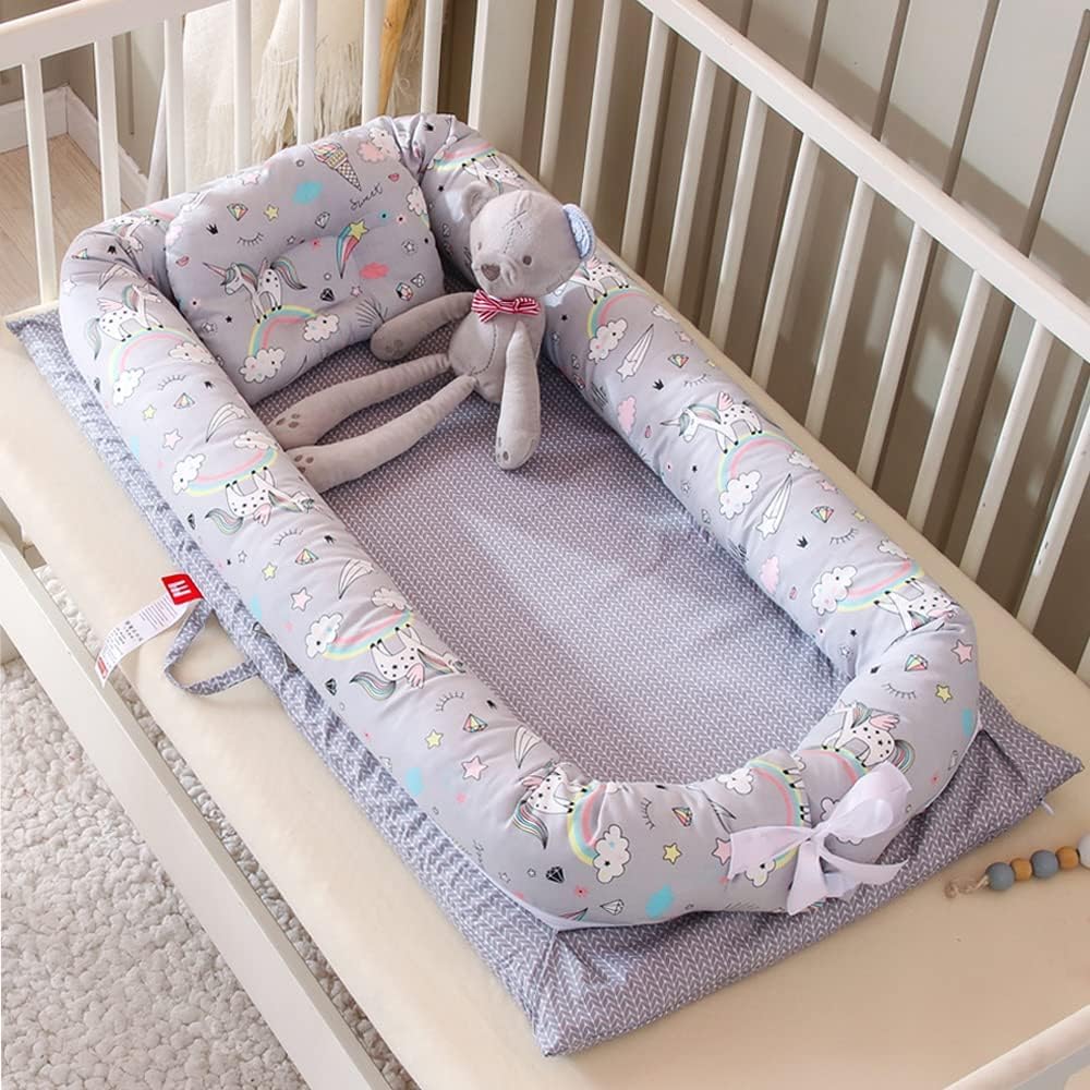BABIES BLOOM Newborn Baby Bedding Set, Grey (90x55 cm) (0-36 Months)