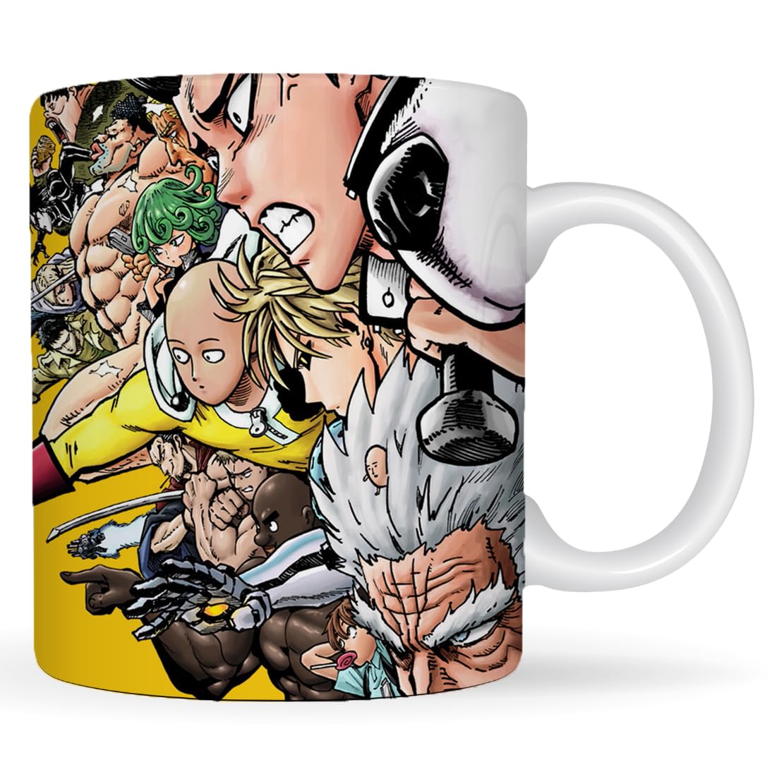 ReplixReplix One Punch Man Anime Printed Coffee Mug, White Ceramic Milk Mug Anime Saitama Printed, 350 ml for Gifting and Present (Design-4)